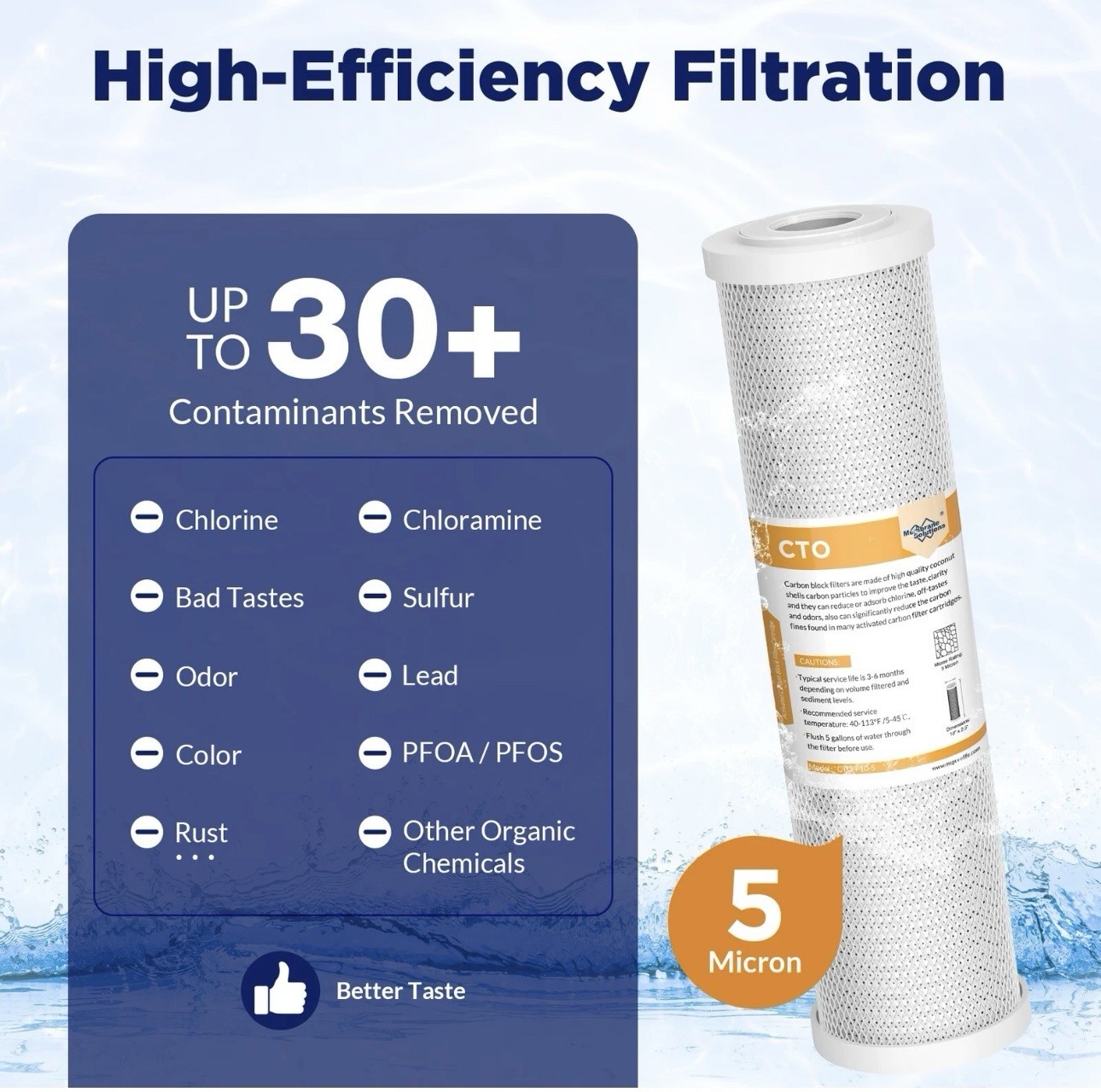 4-Pack CTO Carbon Block Water Filter 10″x2.5″ Replacement for Whole House, New