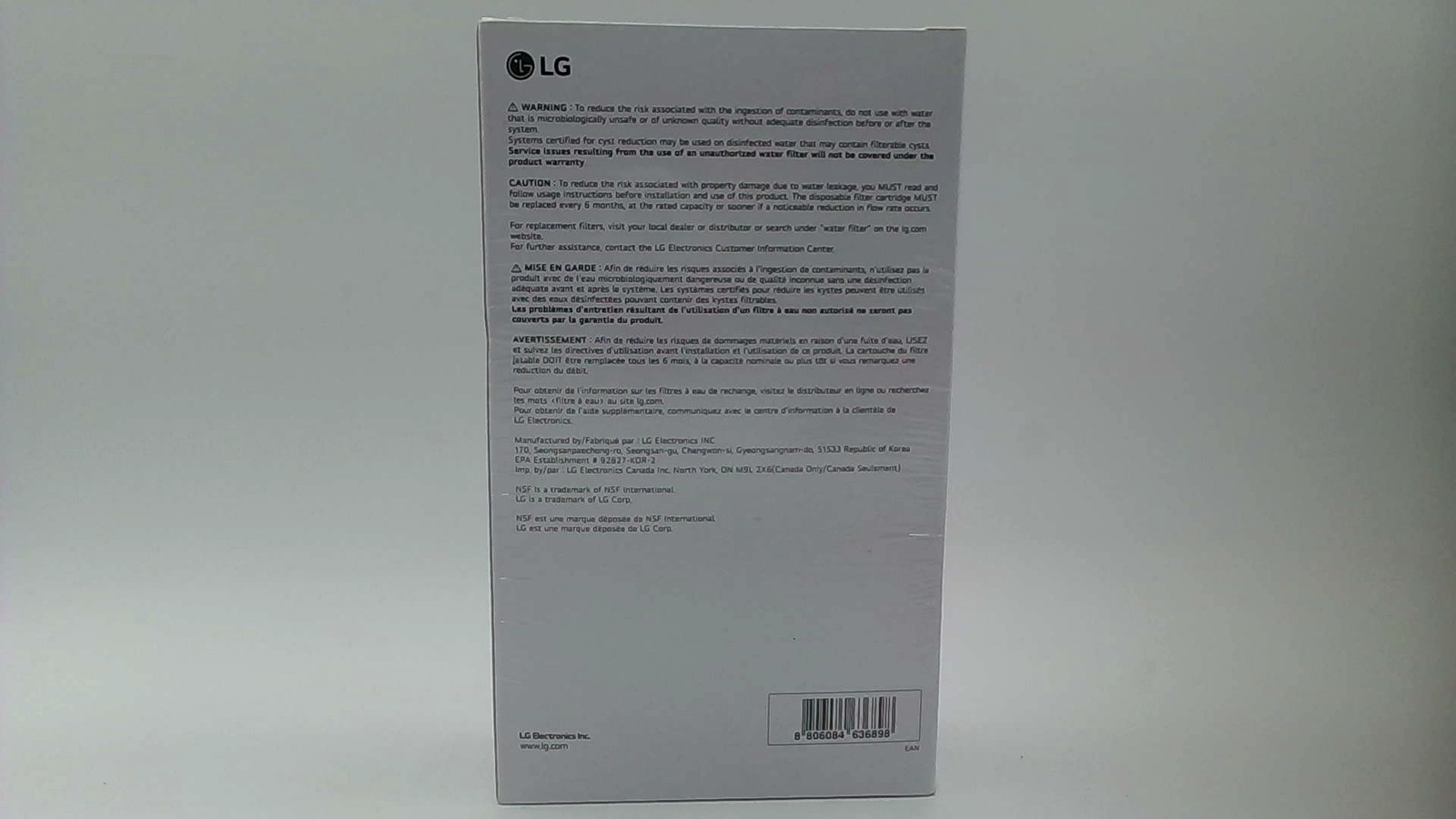 LG LT1000P2 6-Month / 200 Gallon Refrigerator Replacement Water Filter