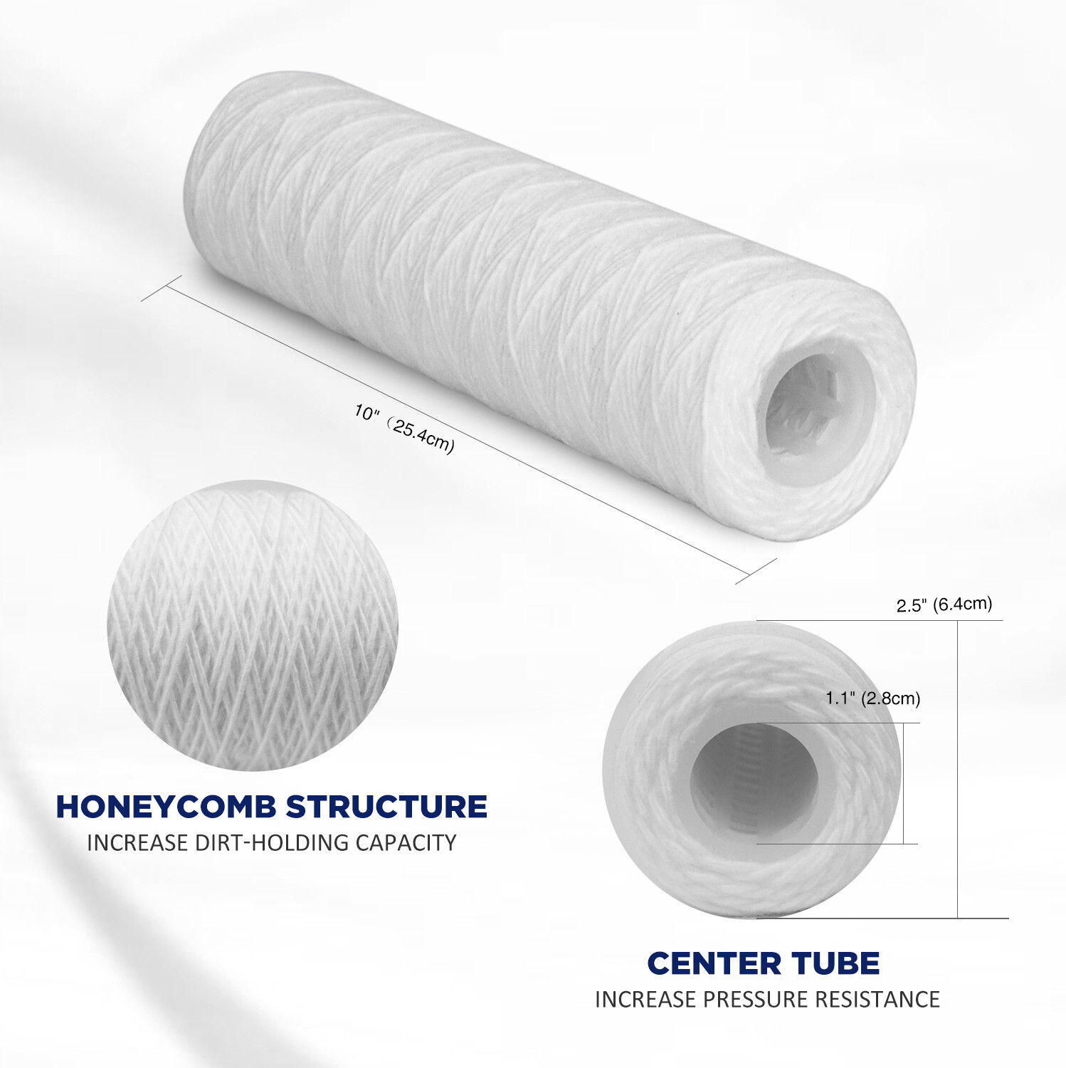 25 Pack 10″ x 2.5″ String Wound Sediment Water Filter Whole House RO Replacement