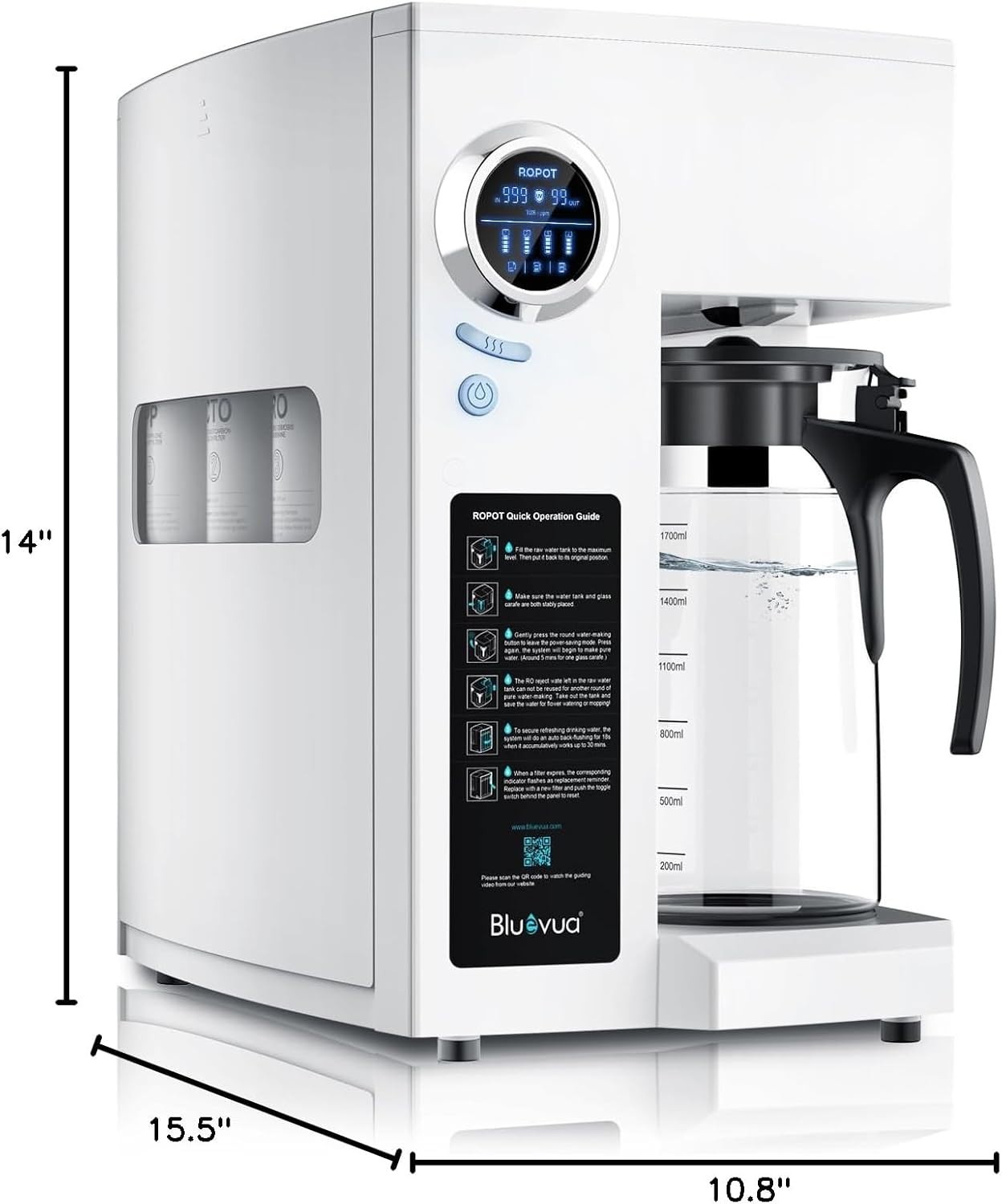 Bluevua RO100ROPOT-UV Reverse Osmosis System Countertop Water Filter