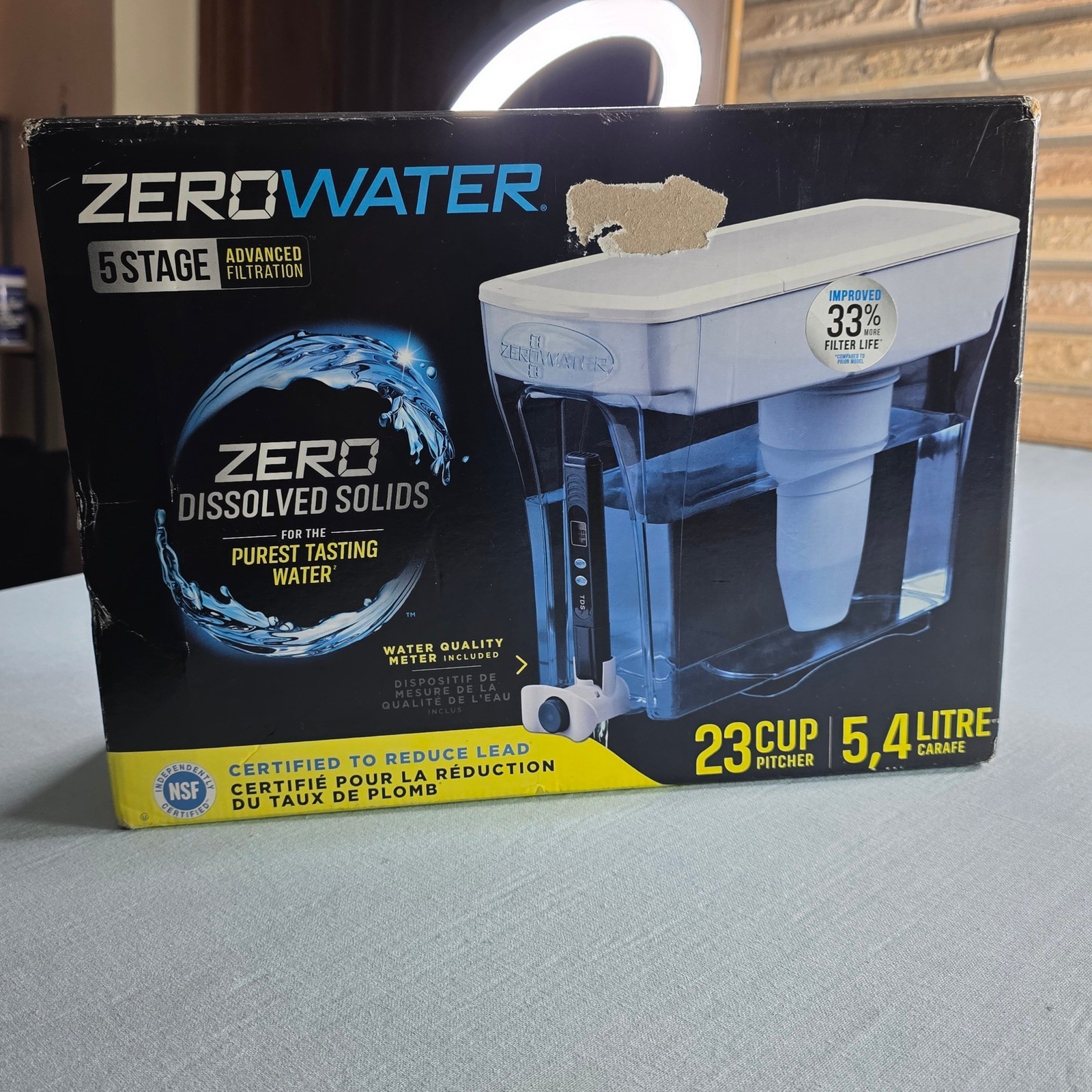 ZeroWater 5-Stage Water Filter Pitcher Blue White BPA Free Filtration System