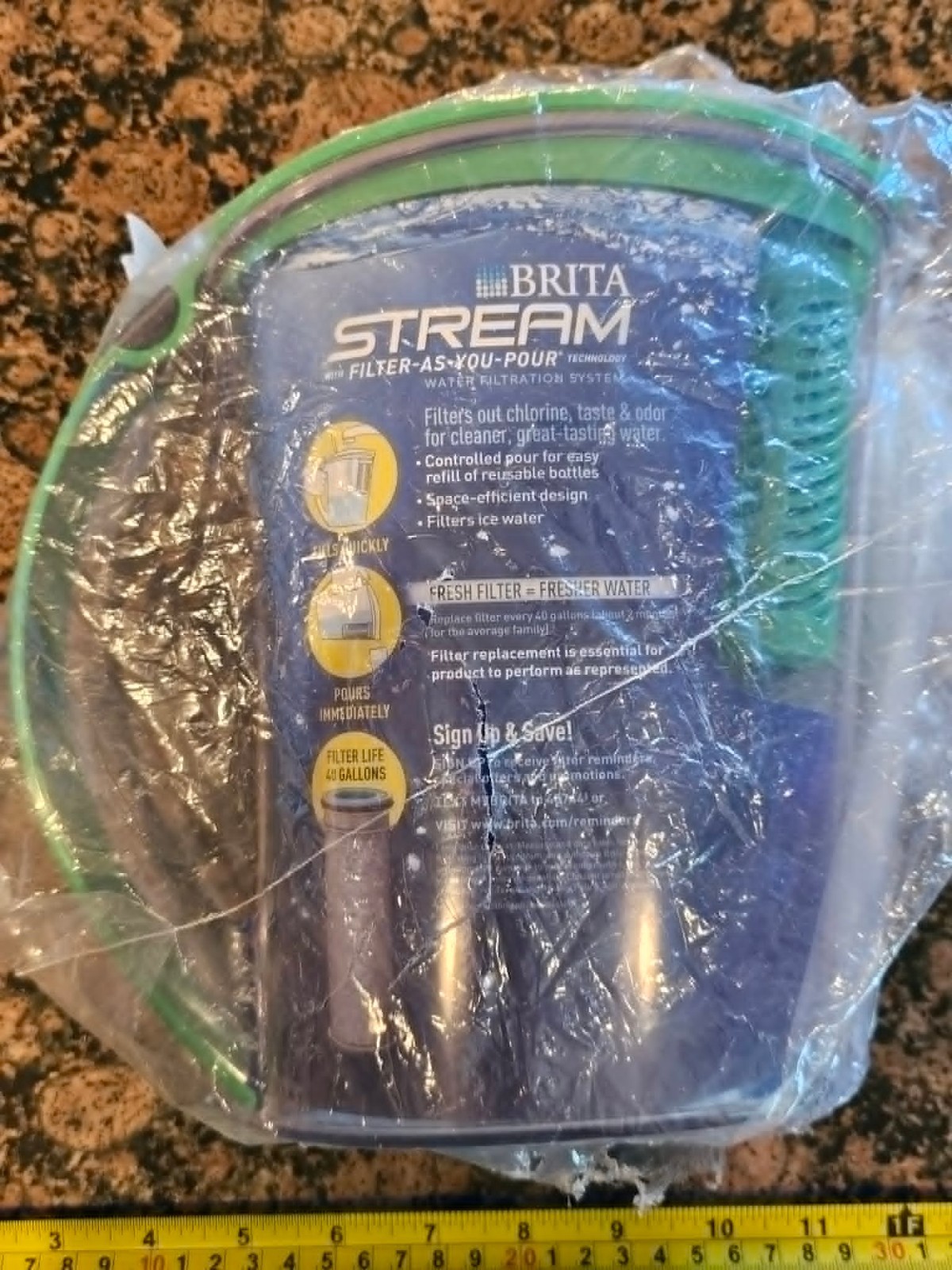 Brita Water Filter Pitcher Blue Green BPA Free Pitcher with Filter NEW