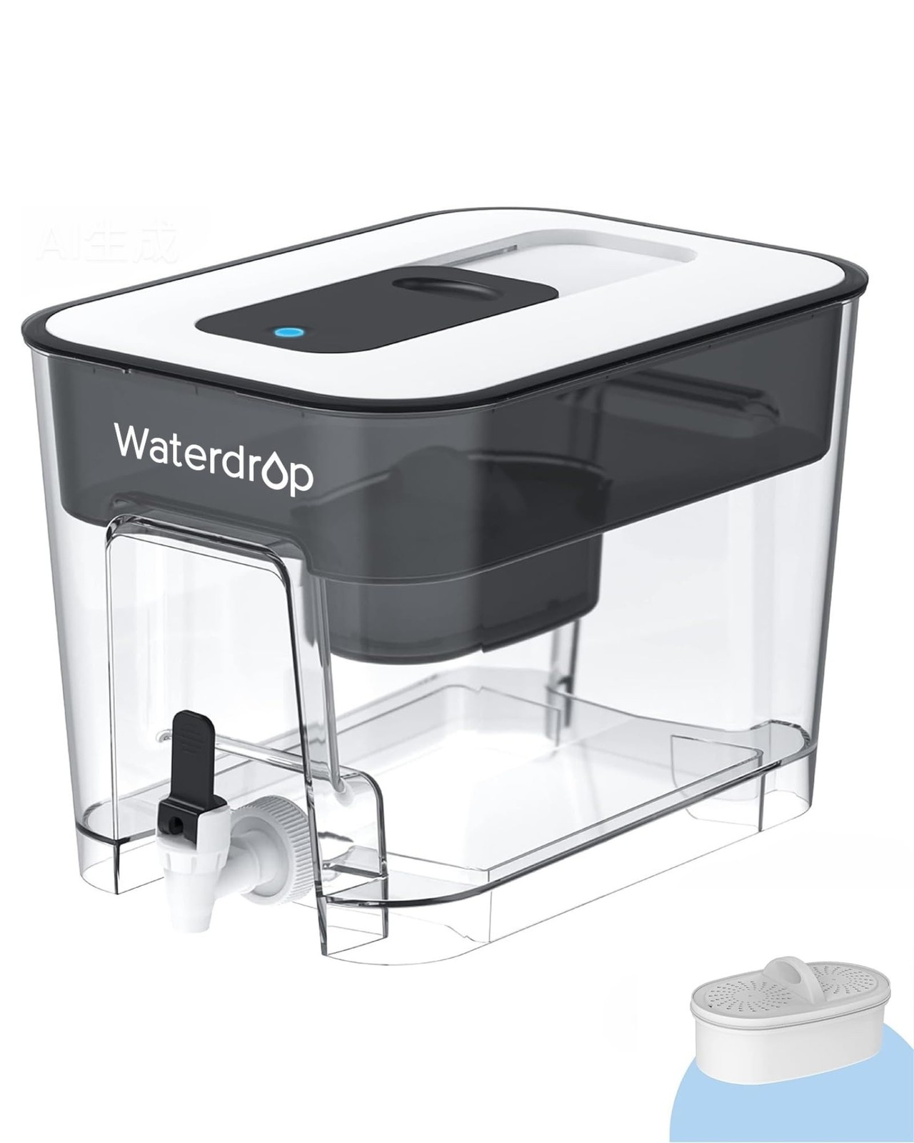 Waterdrop 40-Cup Large Water Filter Dispenser with 1 Filter, 200-Gallon