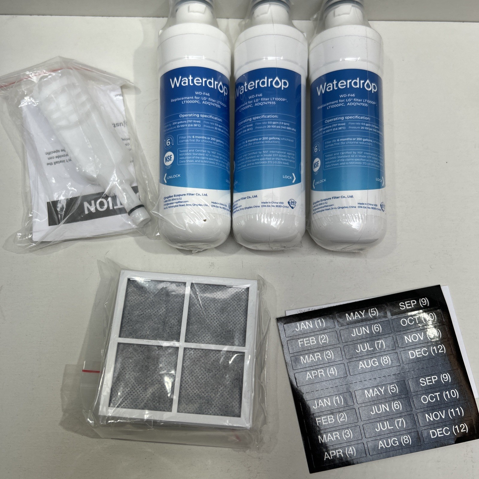 Waterdrop WD-F46 Refrigerator Water Filter 3PK For LG LT1000P LT1000PC ADQ747935