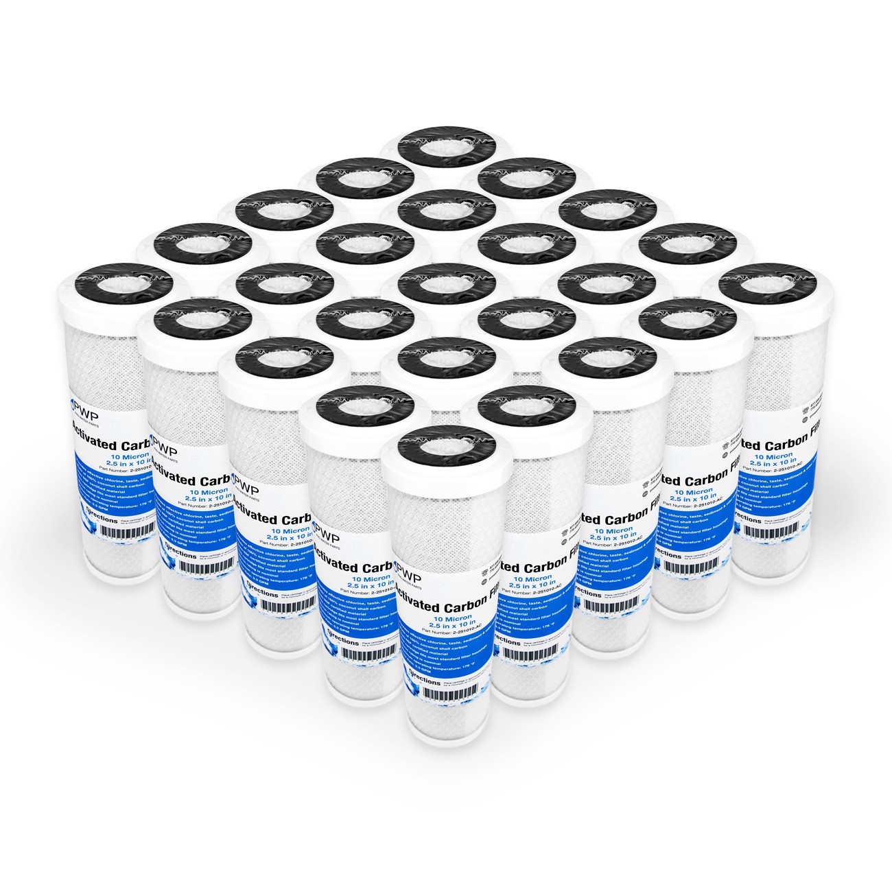 Activated Carbon CTO Water Filter Cartridge 2.5 x10″ 10 Micron 25 Pack