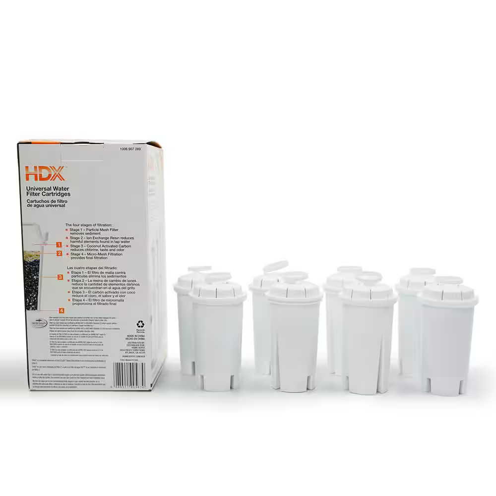 HDX Water Pitcher Replacement Water Filter Cartridges BPA Free 8-Pack
