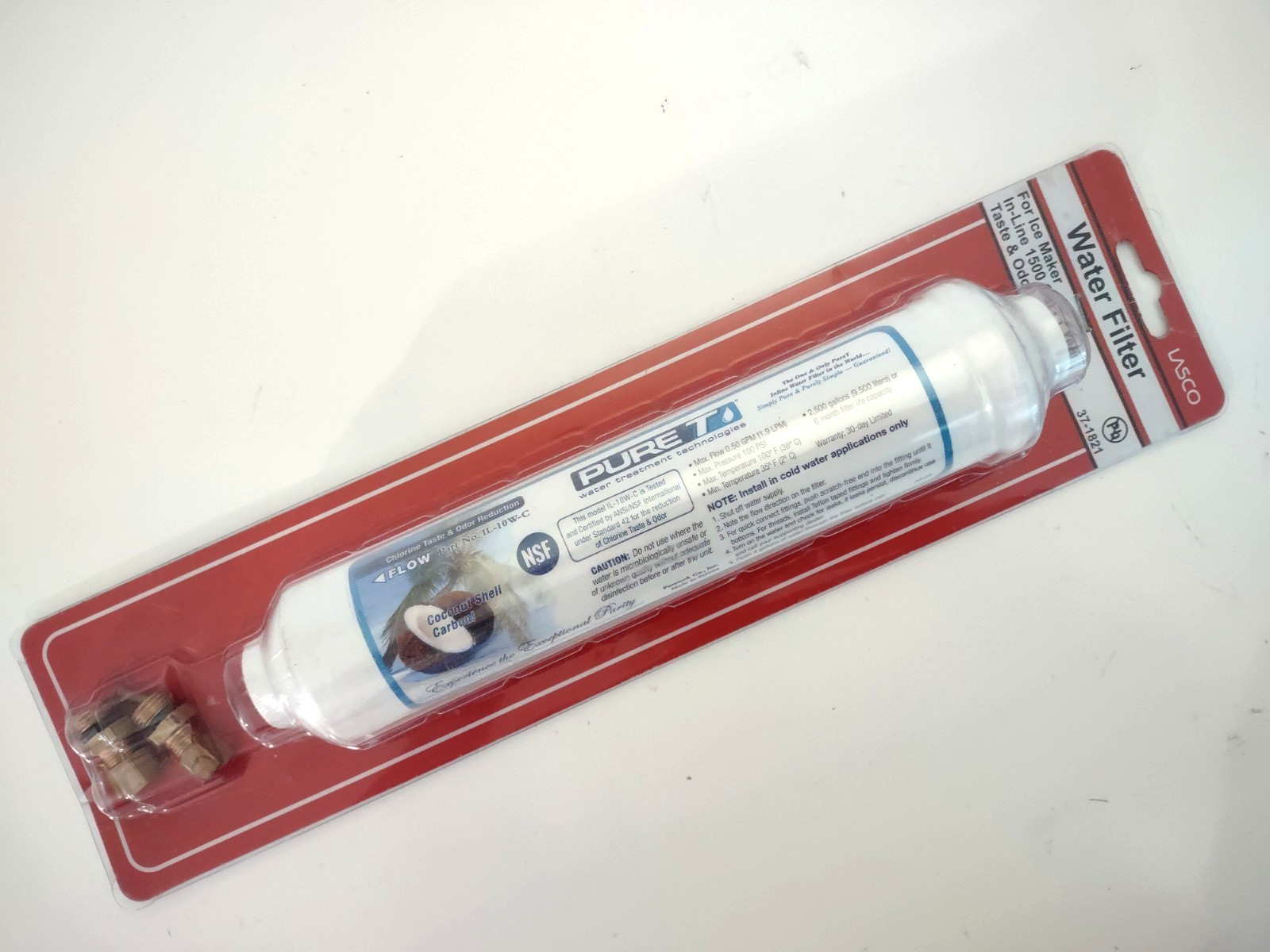 LASCO 37-1821 Ice Maker Inline Filter With 1/4″ Inch Compression Coconut Shell