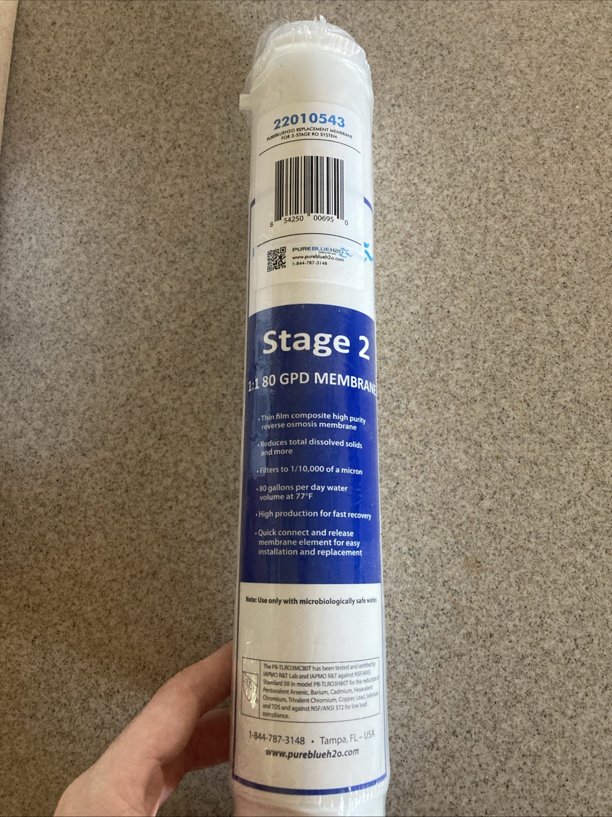 Pure Blue H20 Stage 2 – 1:1 Membrane for 3-Stage Reverse Osmosis Systm 220010543