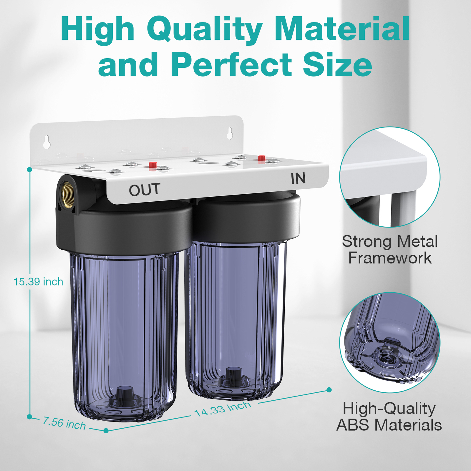 2 Stages Whole House Water Filter System Carbon KDF Reduce Manganes 100,000 Gals