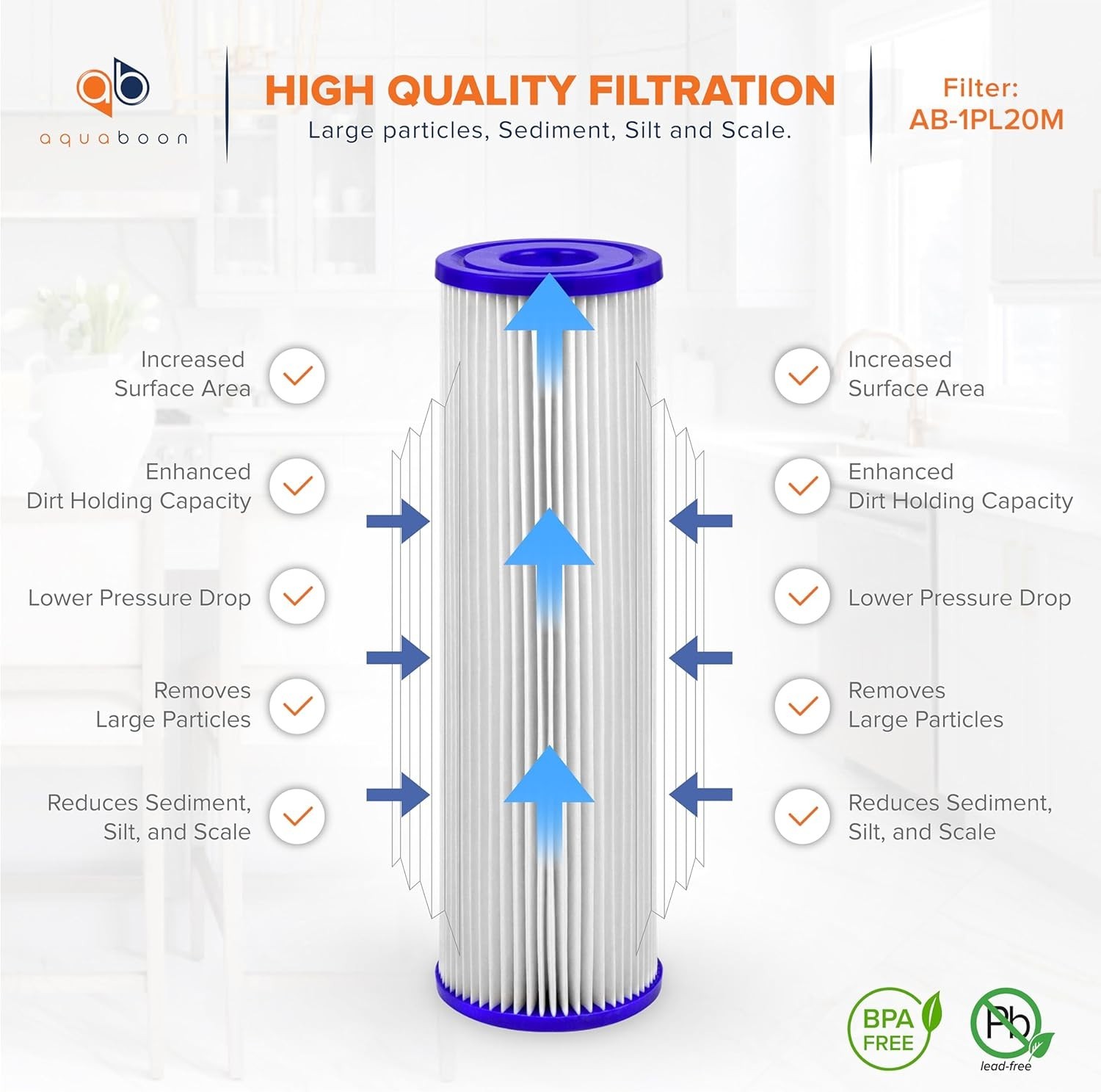 Pleated Sediment Water Filter 10 Inch 2.5 Inch Polyester for Home Filtration