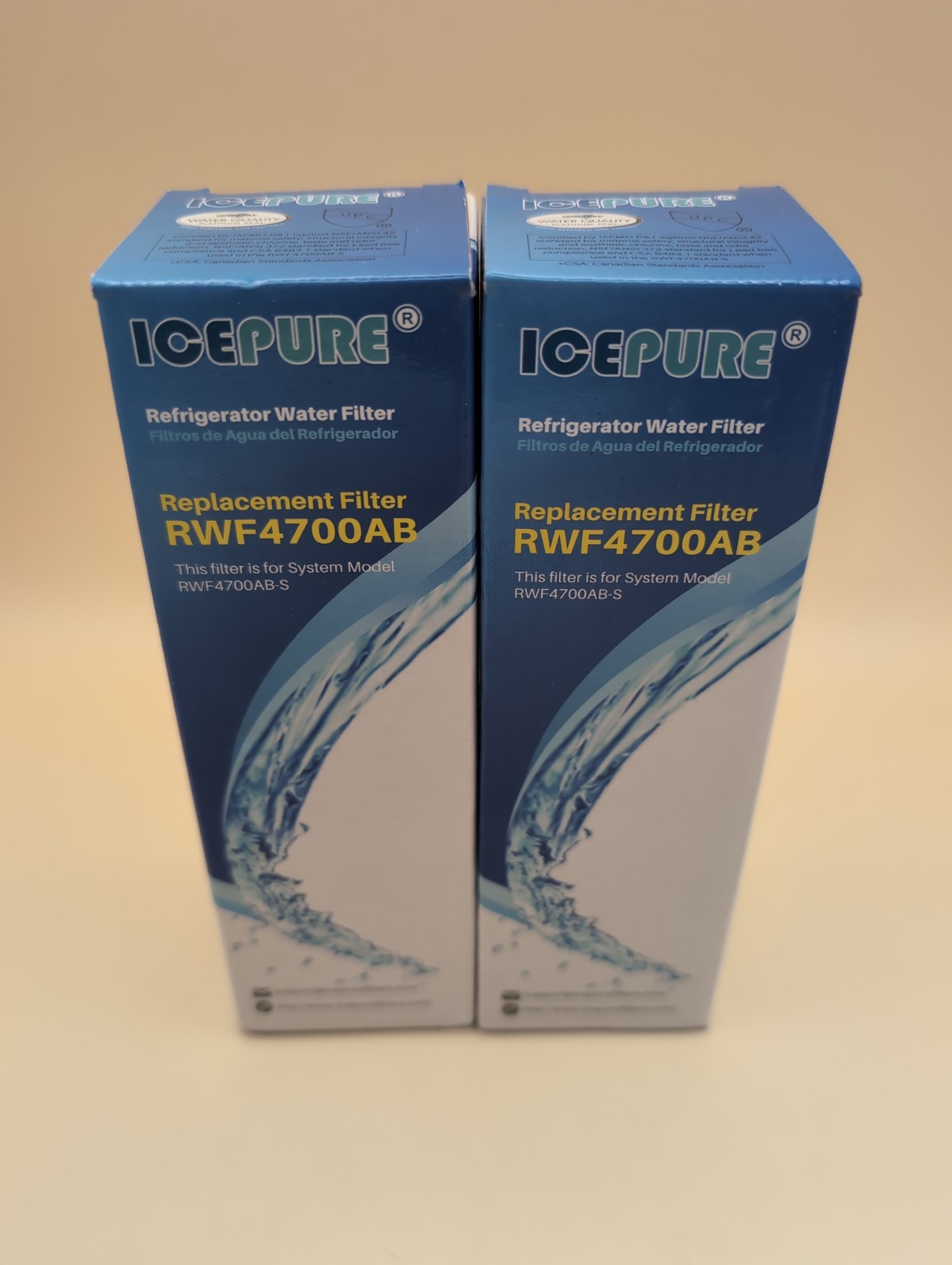 Lot Of 2 ICEPURE RWF4700AC Replacement Refrigerator Water Filter