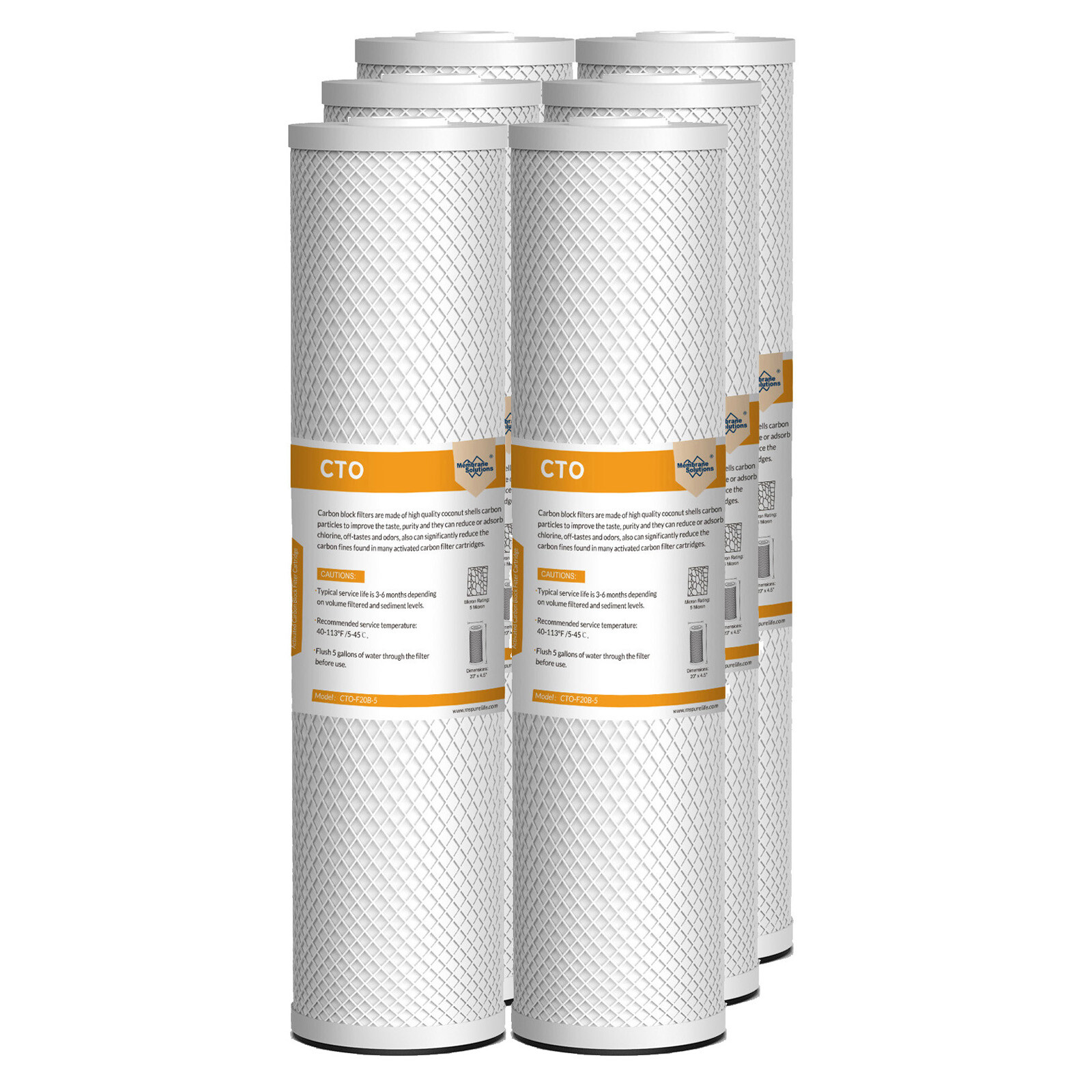 5 Micron 20×4.5″ CTO Carbon Block Water Filter Whole House for Big Blue Housings
