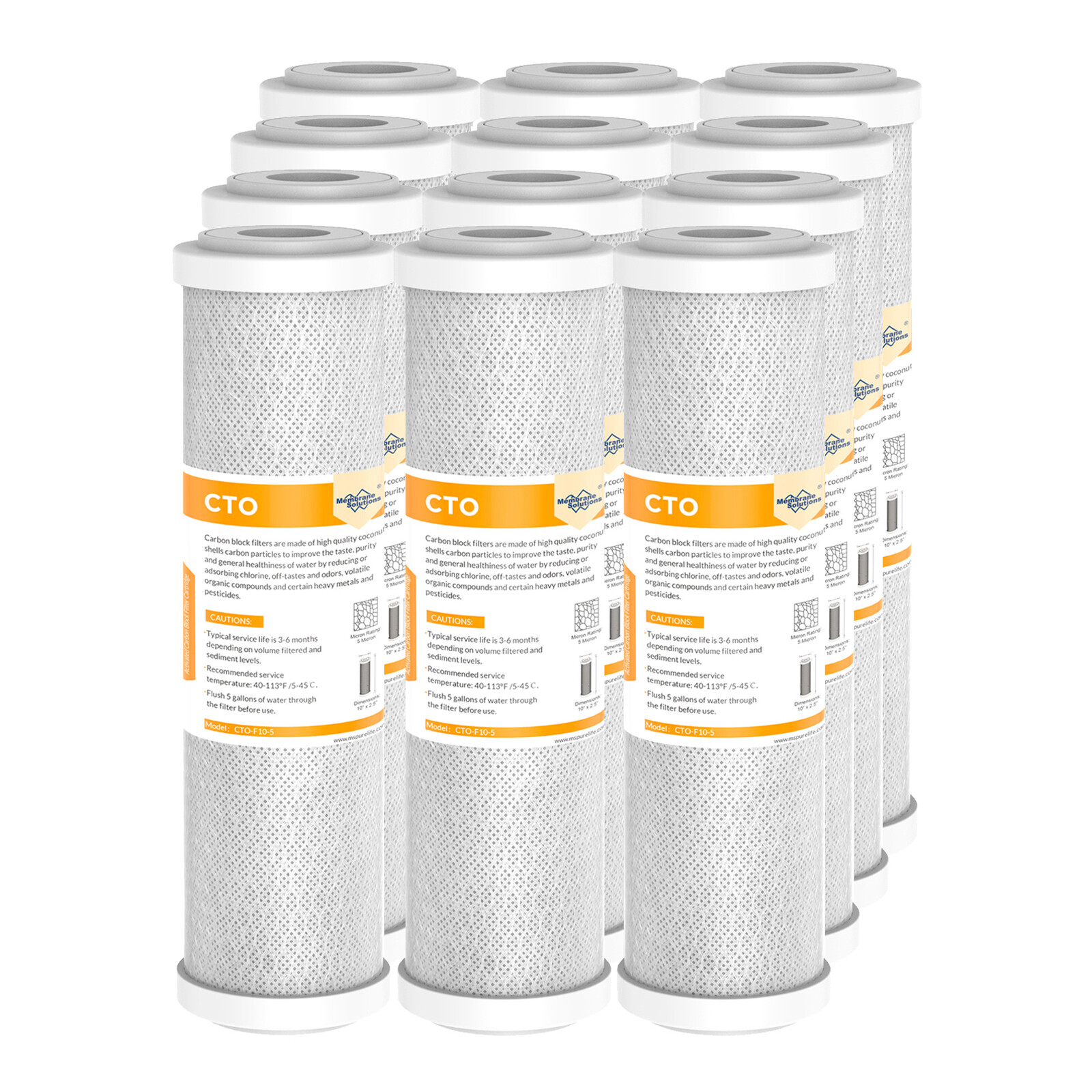 1-12 Pack 10″x2.5″ 5μm Carbon Block Water Filter Cartridges Whole House Purifier