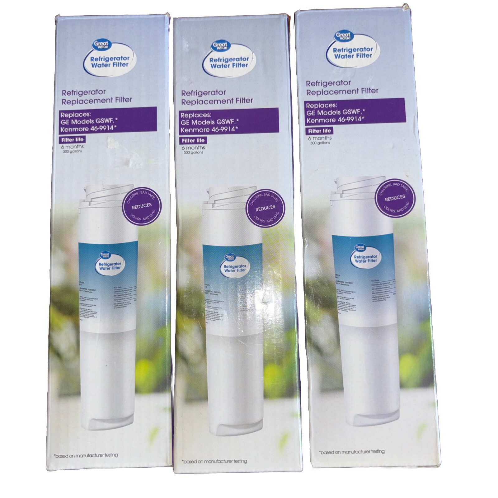 Lot 3 Great Value Refrigerator Replacement Water Filter GE GSWF Kenmore 46-9914