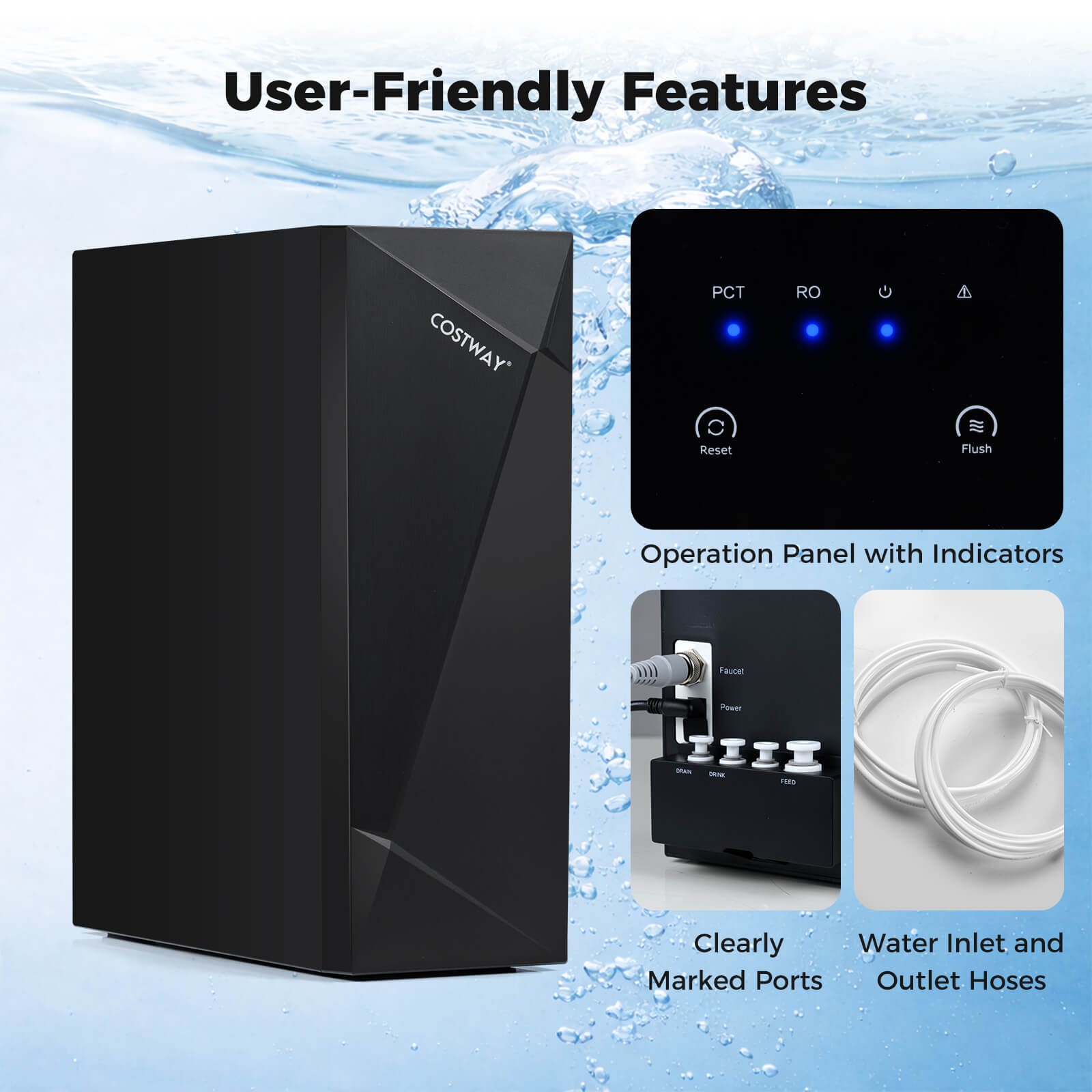800 GPD AW-RB20 Alkaline PH+ Reverse Osmosis Water Filter w/8-Stage Filtration