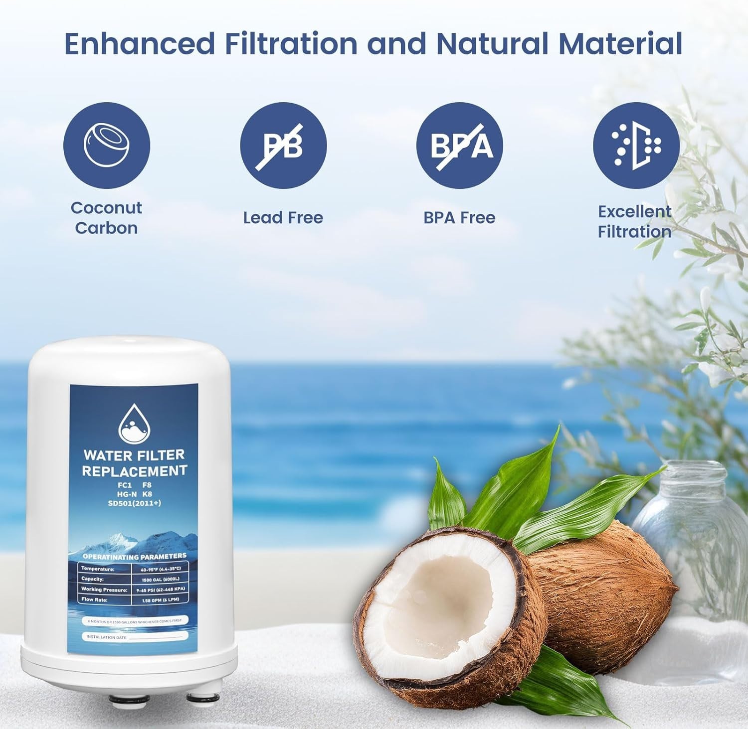 Activated Carbon Filter for Kangen Water Systems, Removes Impurities Effectively