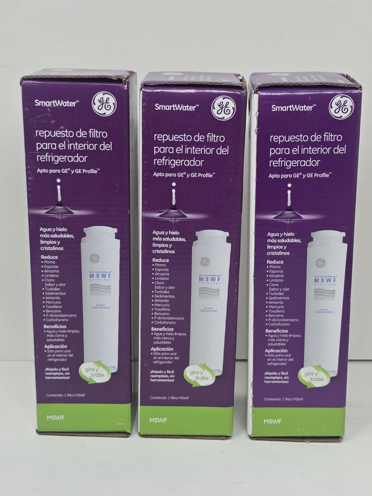 (Lot of 3) Genuine GE SmartWater MSWF Refrigerator Water Filter – New & Sealed