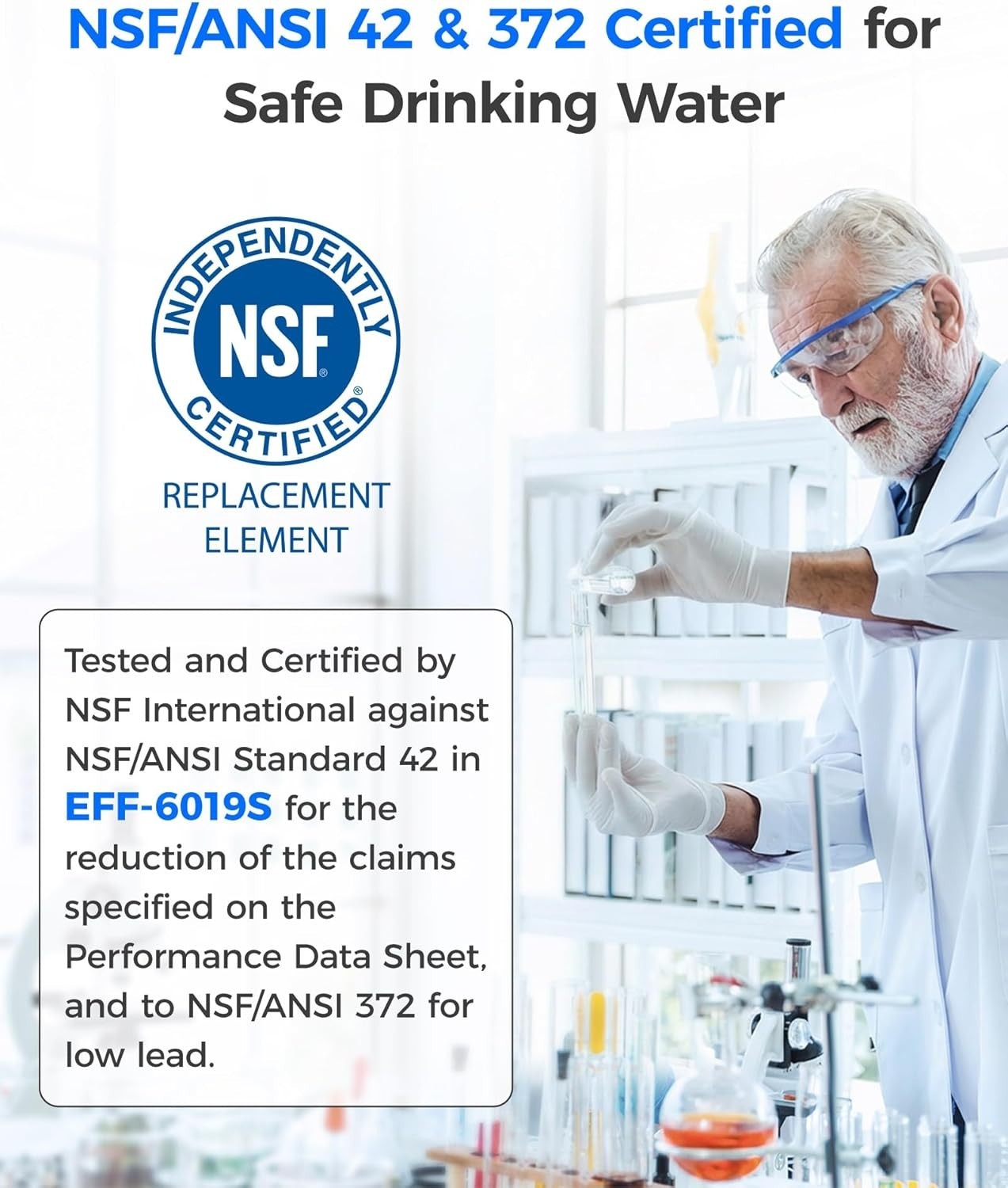 Waterdrop WD-F19C Refrigerator Water Filter for GE RPWFE RPWF Built-in CHIP