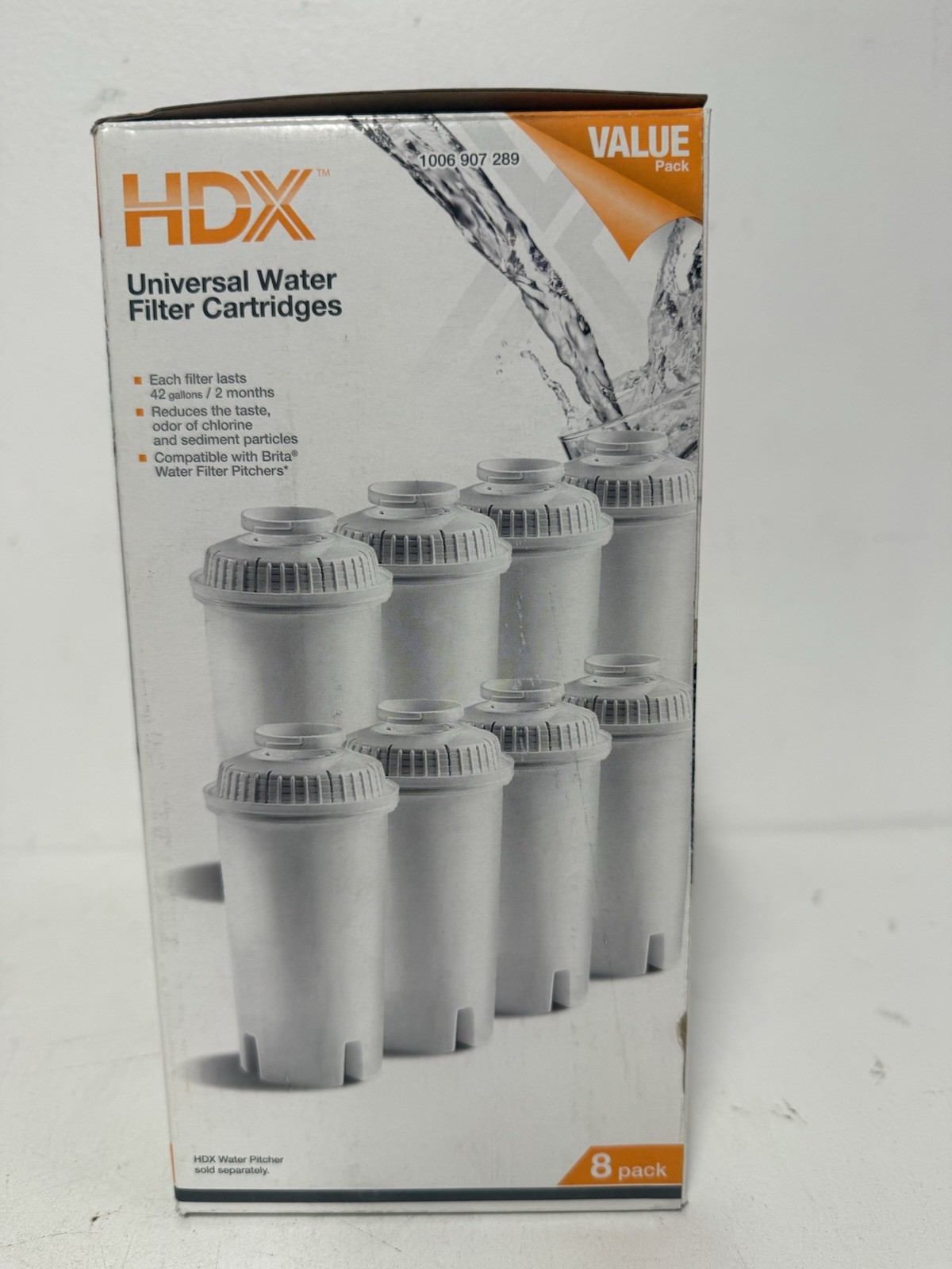 8-Pack HDX F003 Universal Water Filter Cartridges -Compatible W/ Brita Pitchers