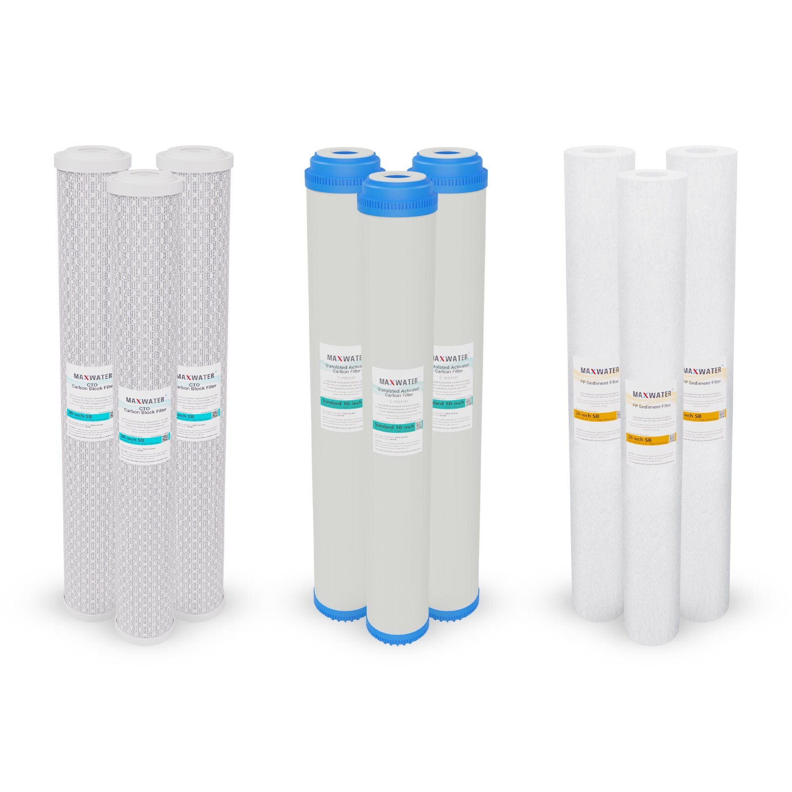 20″ x 2.5″ GAC CTO Sediment Filter Set Max Water RO