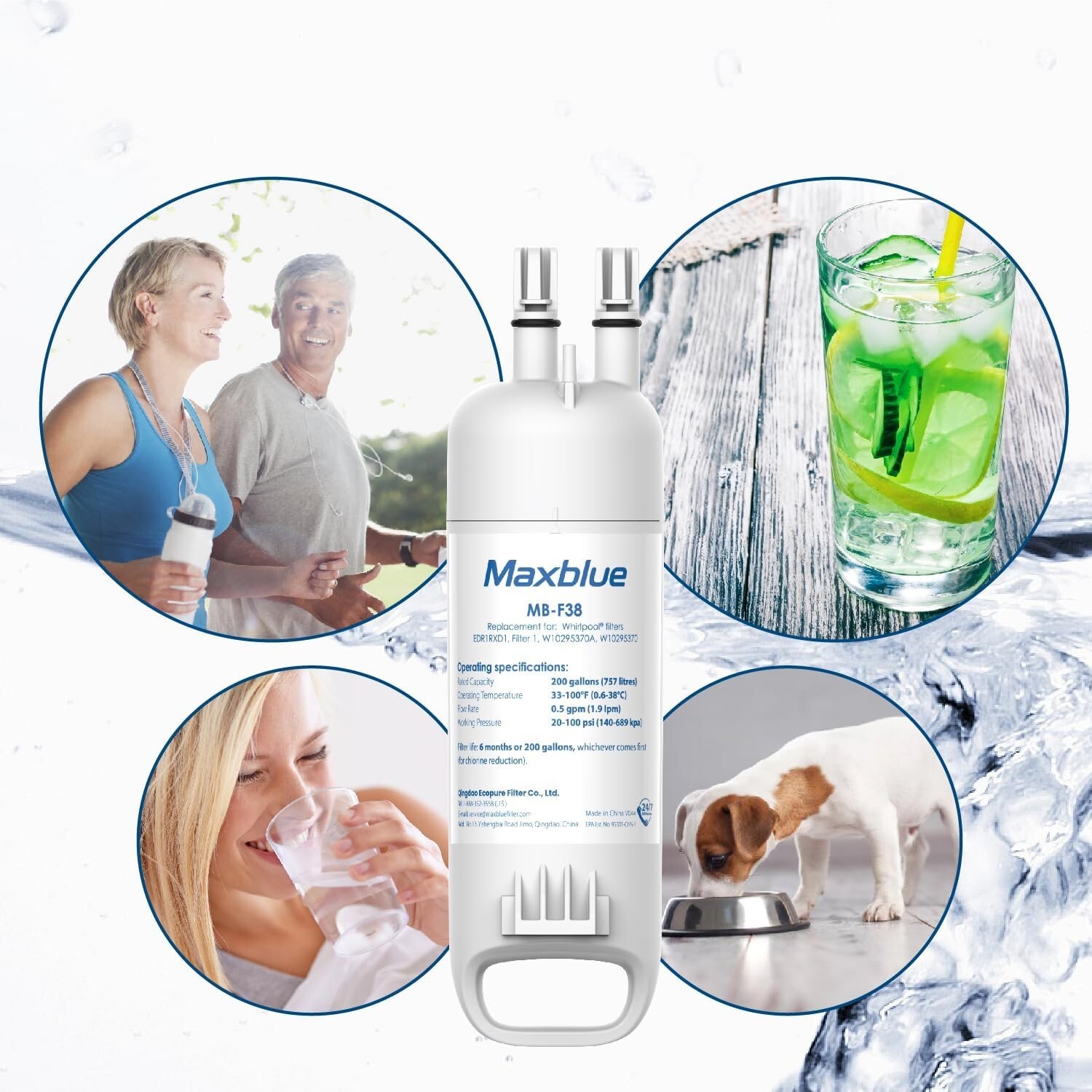 Maxblue MB-F38 Refrigerator Water Filter, Fits Kenmore® 46-9081, 46-9930, 1 Pack