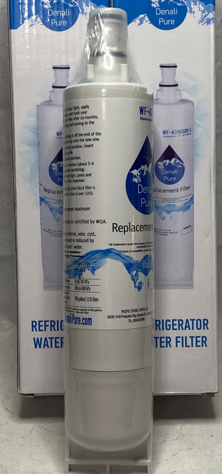 New Lot of 3 Refrigerator Water Filter Denali Pure WF-4396508-S For Whirlpool