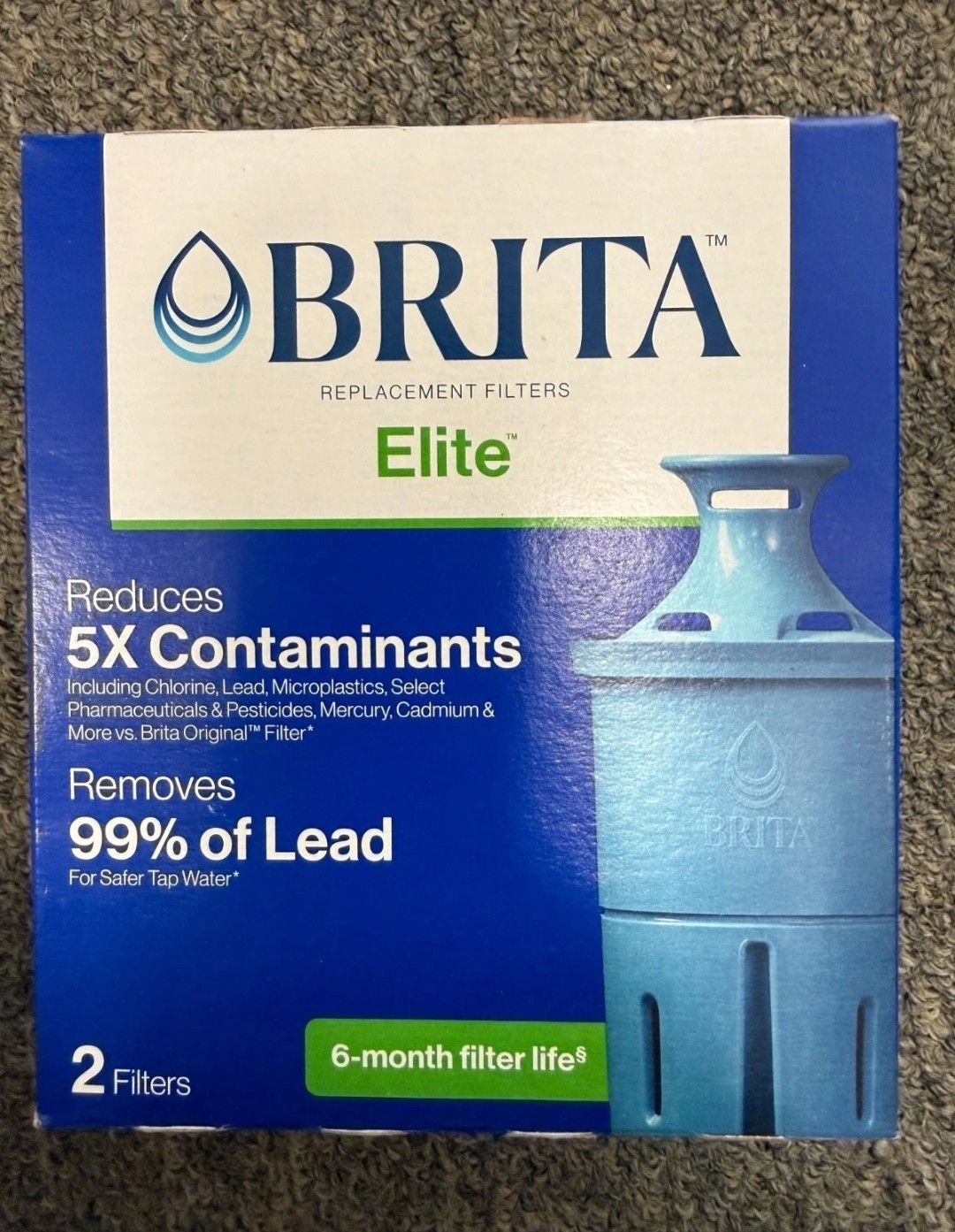 Brita Elite Replacement Water Filter for Pitchers and Dispensers, 2 Pack, Sealed