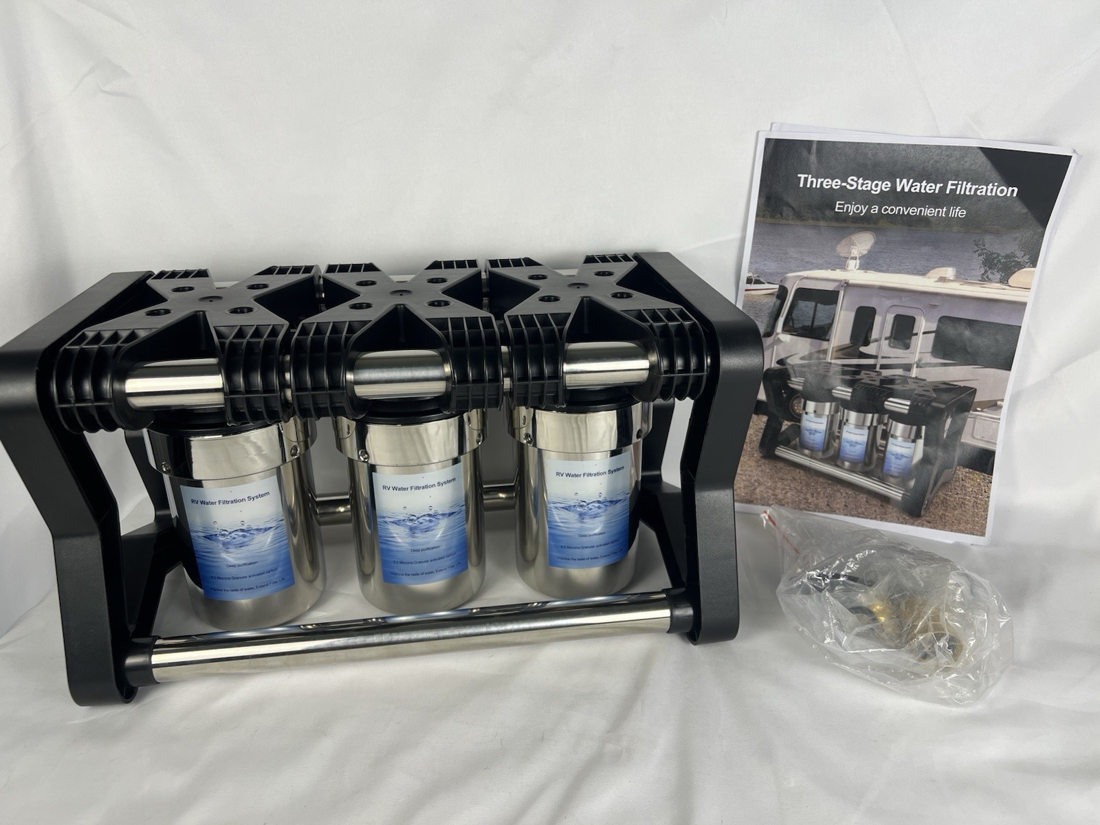 Compact 3-Stage 0.2 Micron RV Water Filter -Open Box Bargain! Never Used!