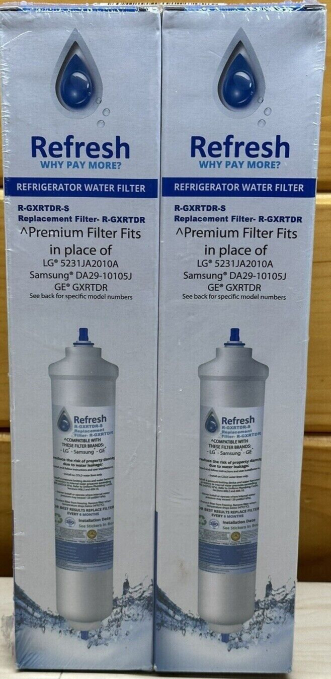 (2) Pack Refresh Refrigerator Water Filter R-GXRTDR-S 0.5-1GPM 30-120PSI 300gal