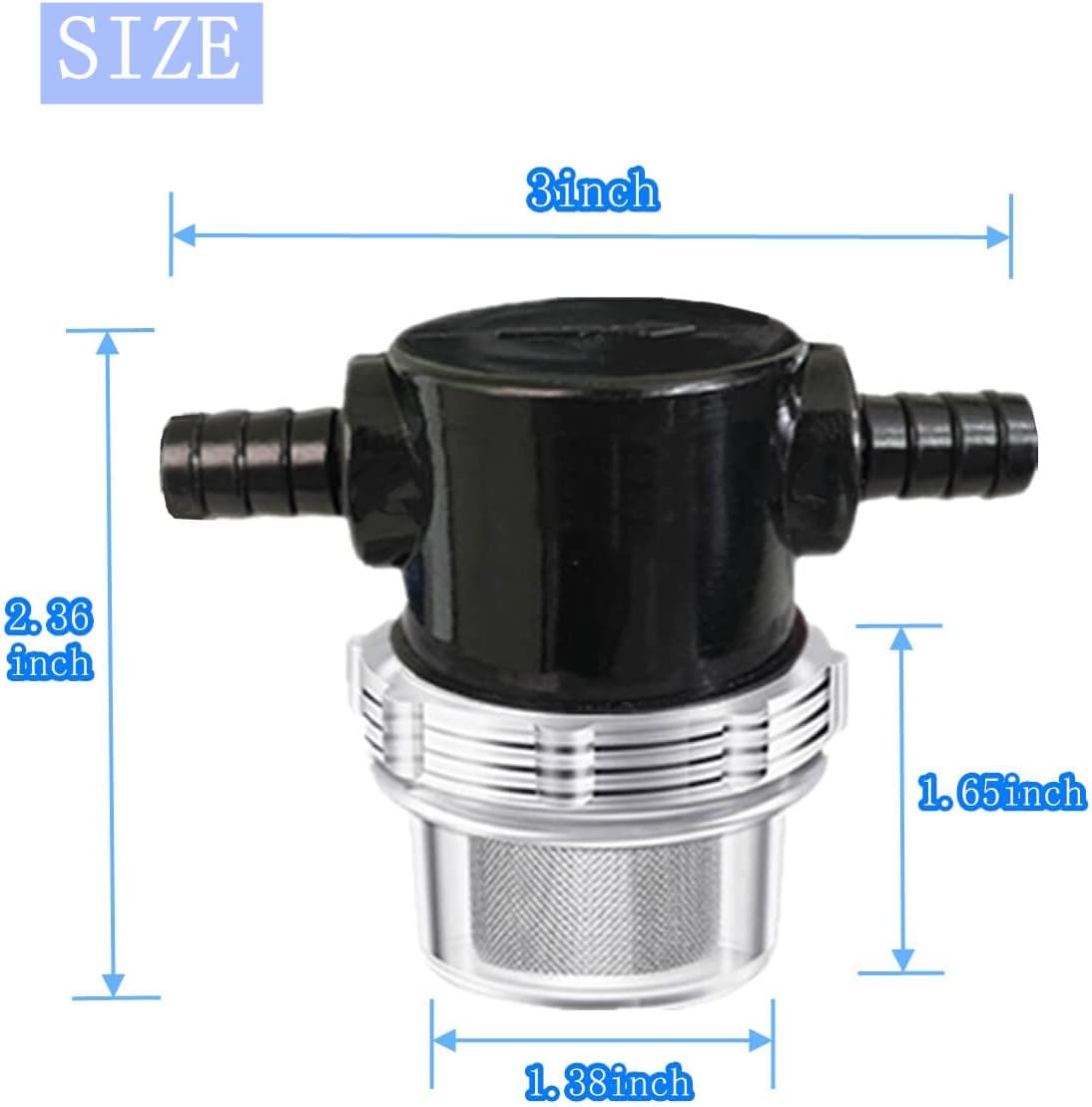 2PC RV Water Pump Filter,1/2 Inches Rv Water Inlet Filter Compatible with 3/8 In