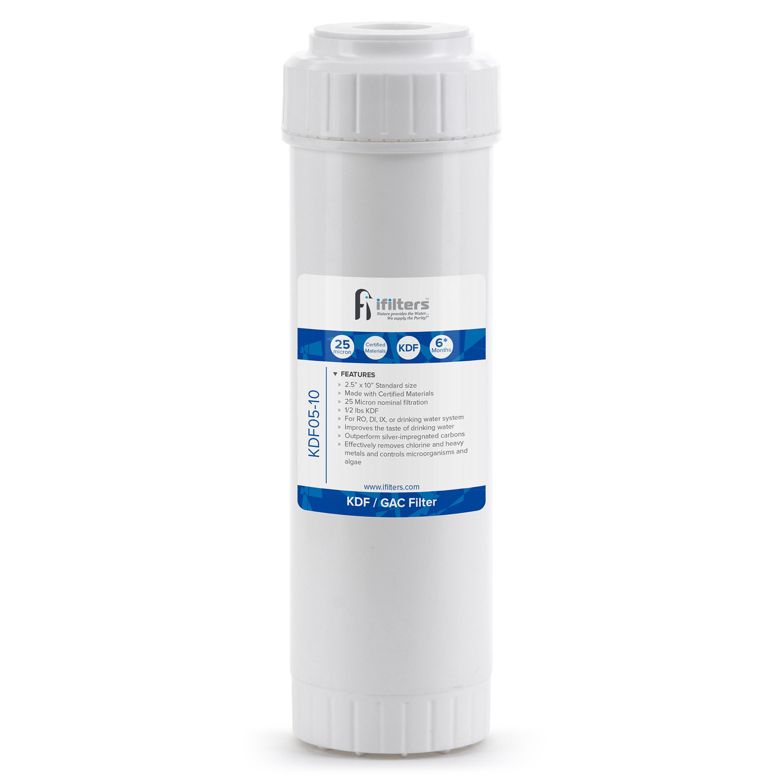 KDF/GAC Water Filter For Chlorine, Taste, Odor, Heavy Metals, Rust – 2.5 x 10