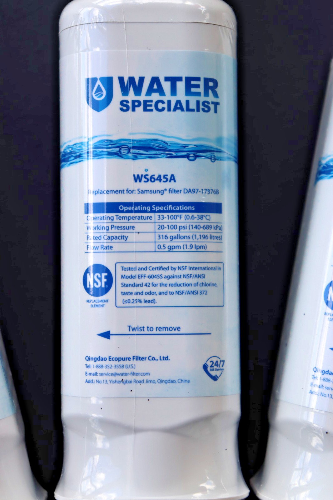 3 Water Specialist WS645A Refrigerator Water Filters SAMSUNG DA97-17376B