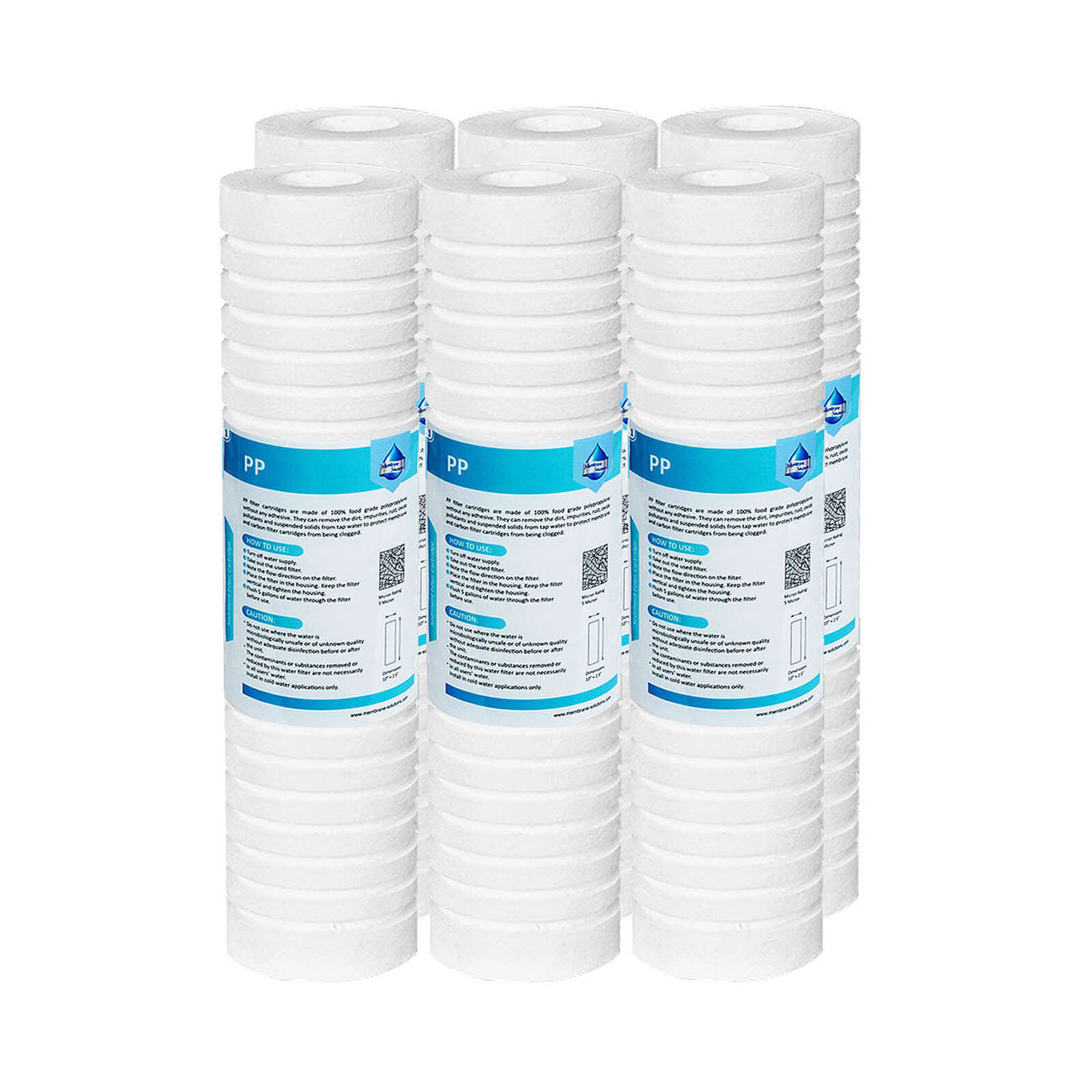 6PCS 0.5/1/5 Micron 10×2.5″ Grooved Sediment Water Filter Whole House Cartridges