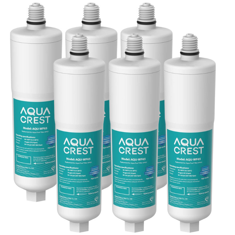 6 Pack Cartridge Fits 3M Aqua-Pure AP431, KleenWater KW431 AP430SS by AQUA CREST