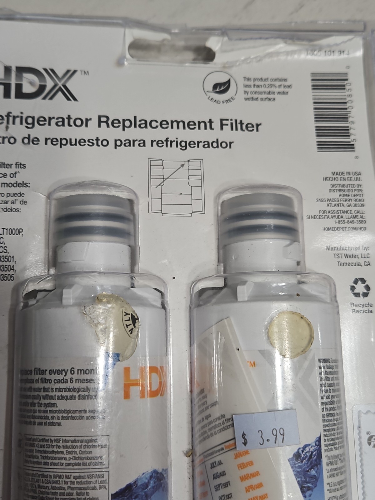 HDX FML-2 Premium Refrigerator Water Filter Replacement For LG LT1000P (2-Pack)