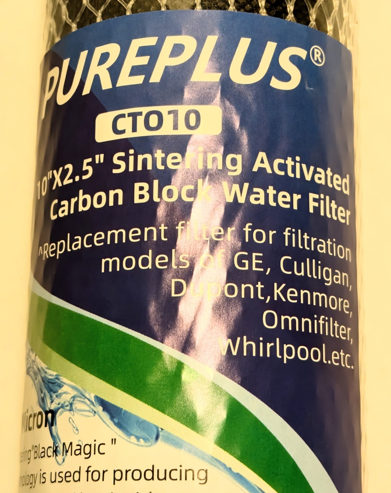 PurePlus CT010 Sintering Activated Carbon Block Water Filter 10″x2.5″ New