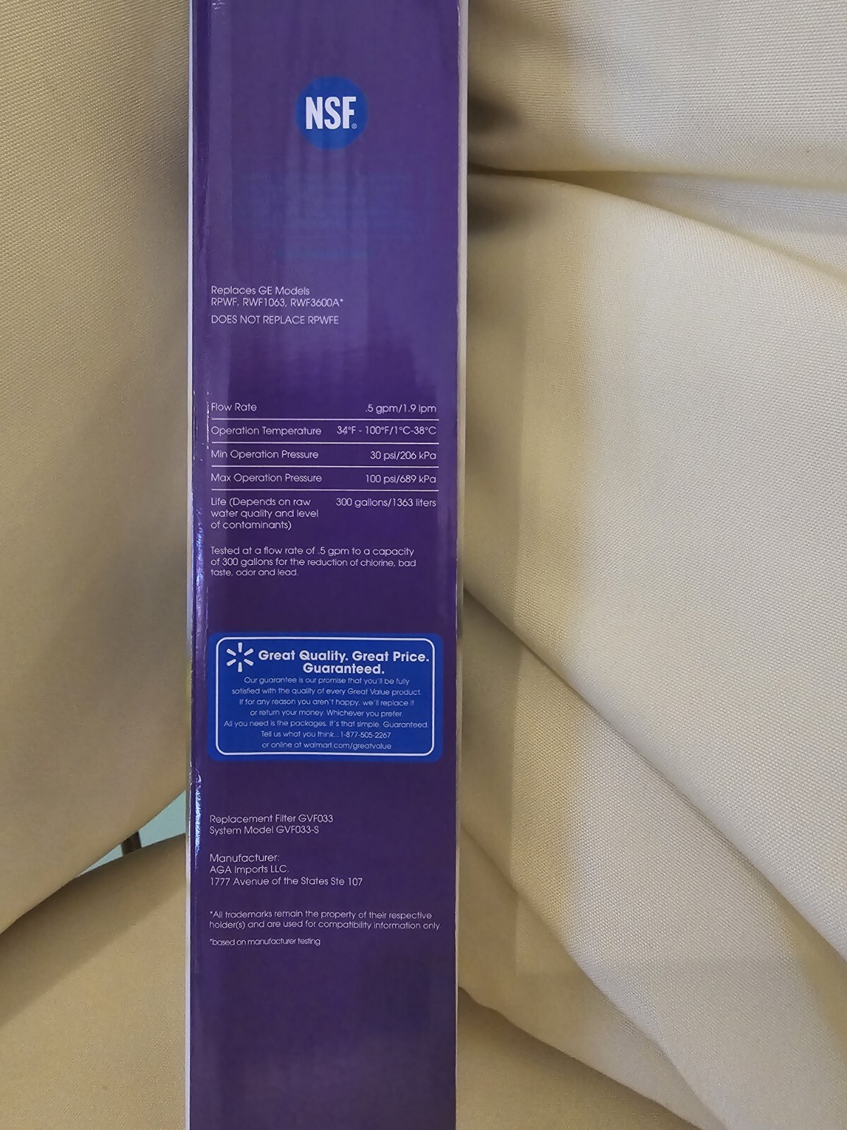 Great Value Refrigerator Water Filter Replaces Ge Model RPWF 6months 300 gallons