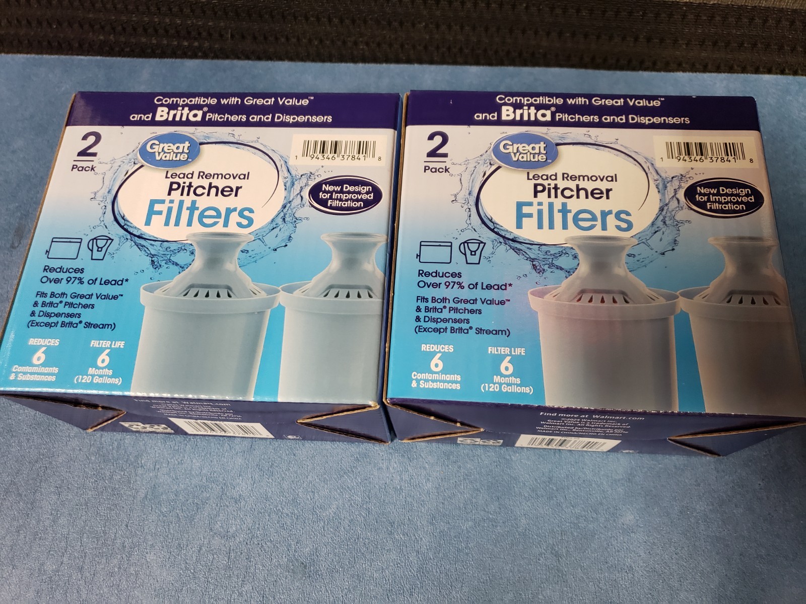 Water Filters, Fits Great Value & Brita Pitchers, Replacement lot of two 2 Packs
