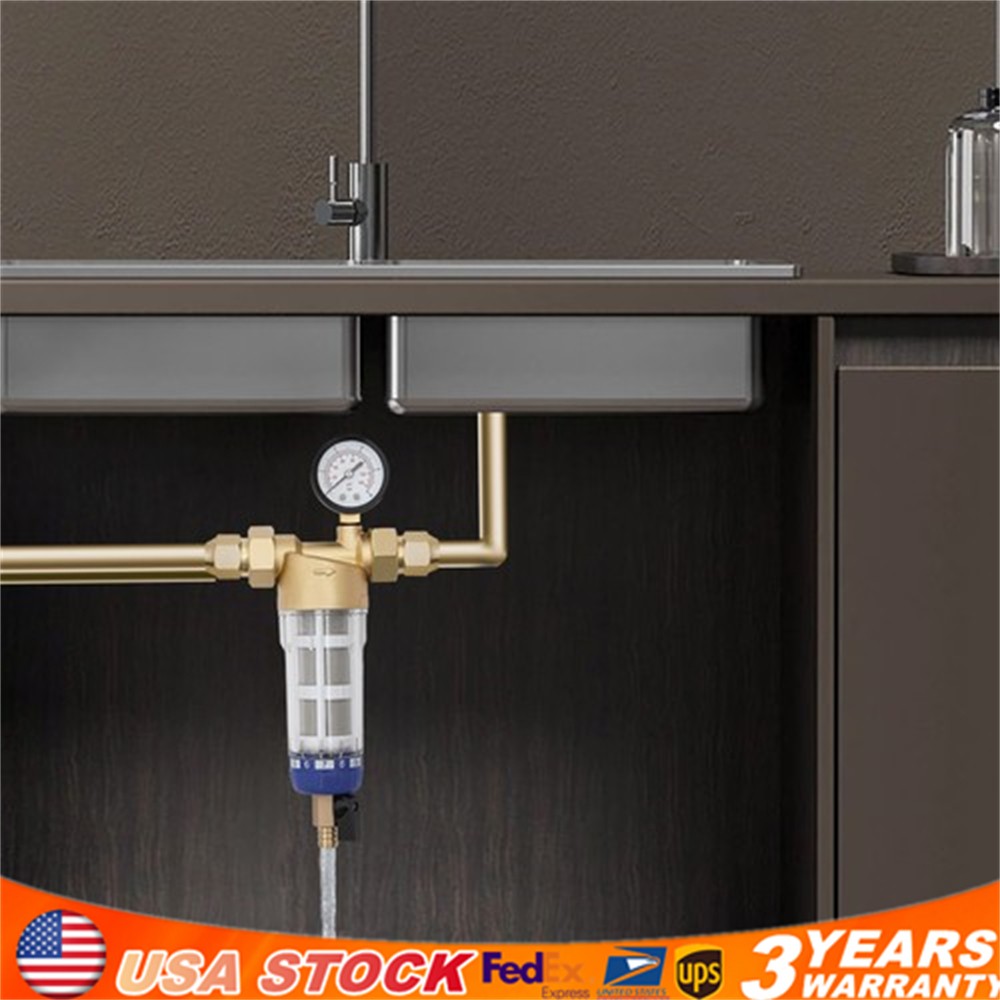 3/4in Home Reusable Sediment Water Filter Spin Down Mesh System Hot Water Filter