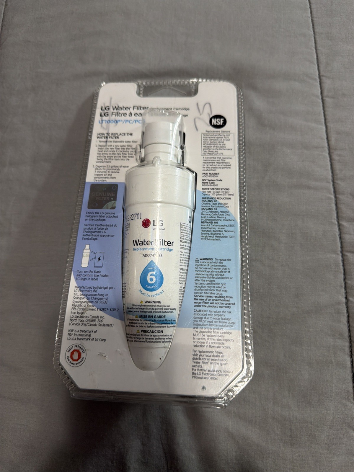 ADQ747935 – LG Water Filter Assembly NEW Genuine OEM – Sealed