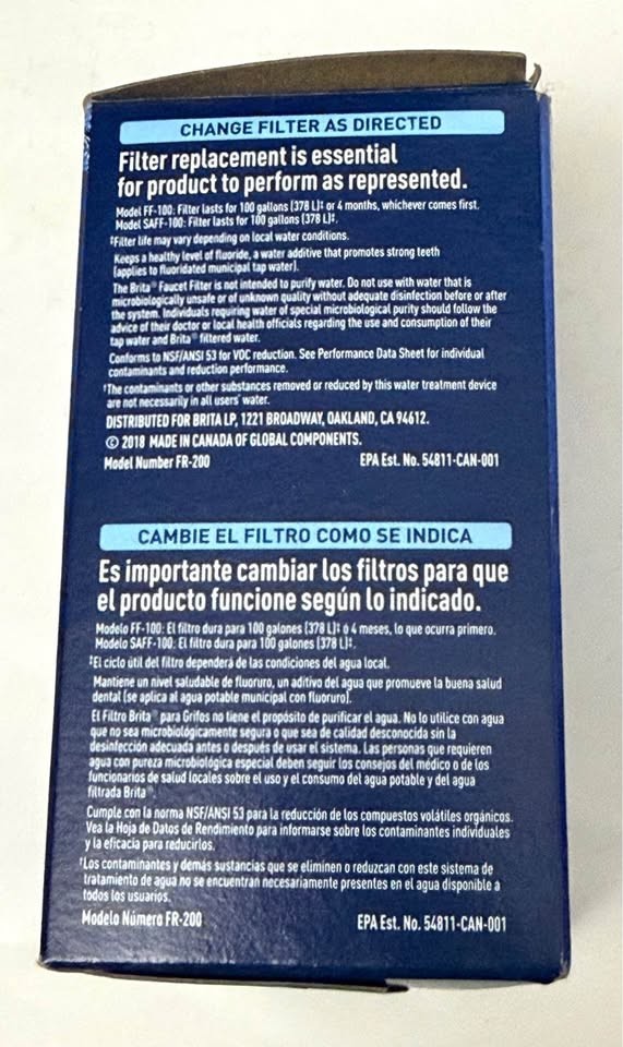 BRITA FR-200 Chrome Replacement Faucet Filter NEW