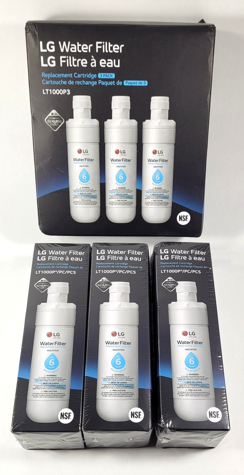 LG LT1000P3 Refrigerator Water Filter Replacement Cartridge 3-Pack New Genuine