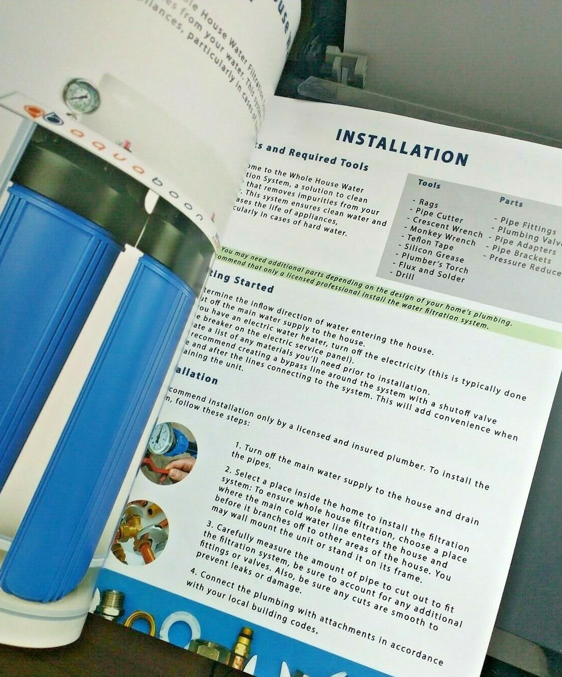 Whole House Water Filter System 3 Stage Filtration Install Manual ONLY