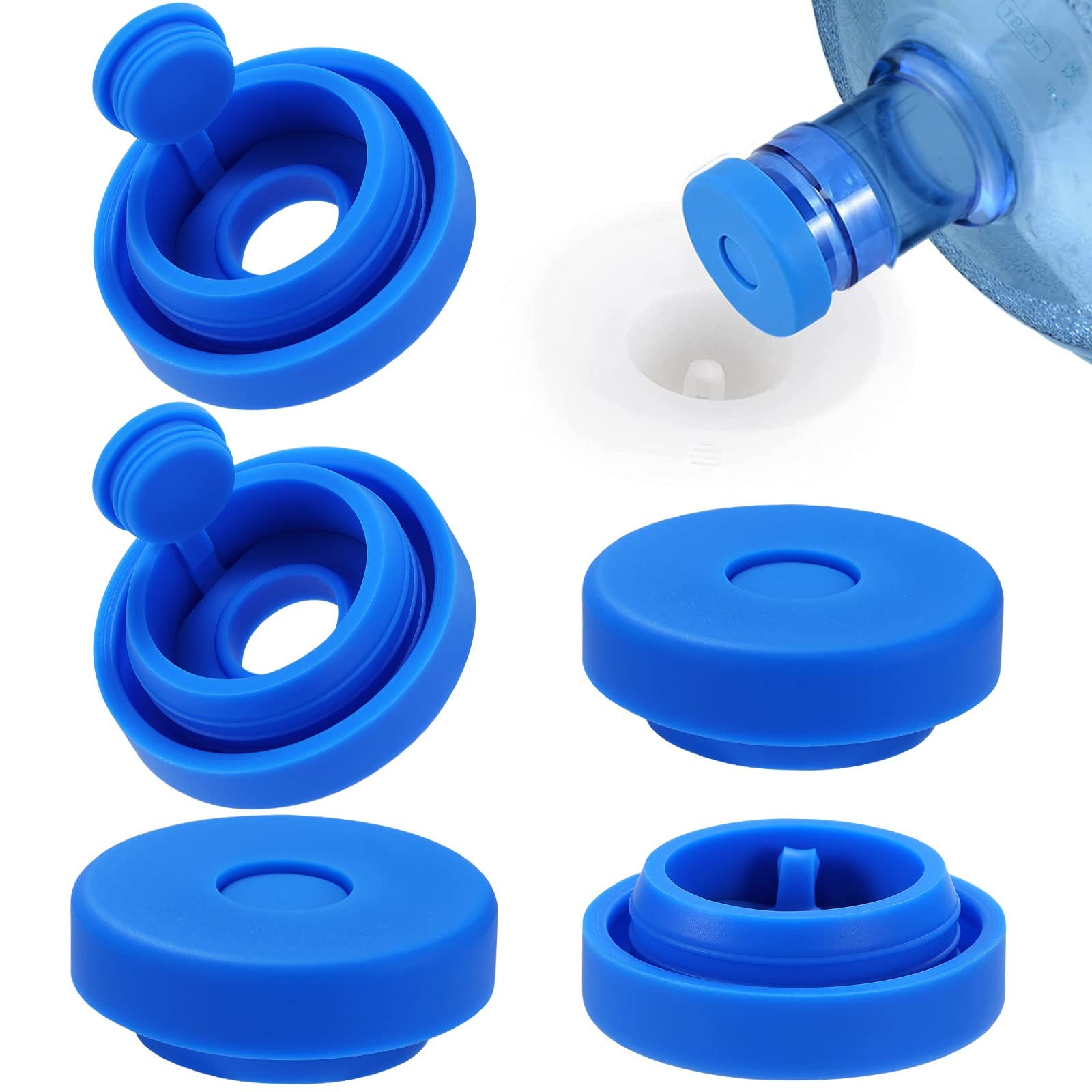 3 and 5 Gallon Water Jug Cap Reusable，Food Grade Silicone Replacement Blue