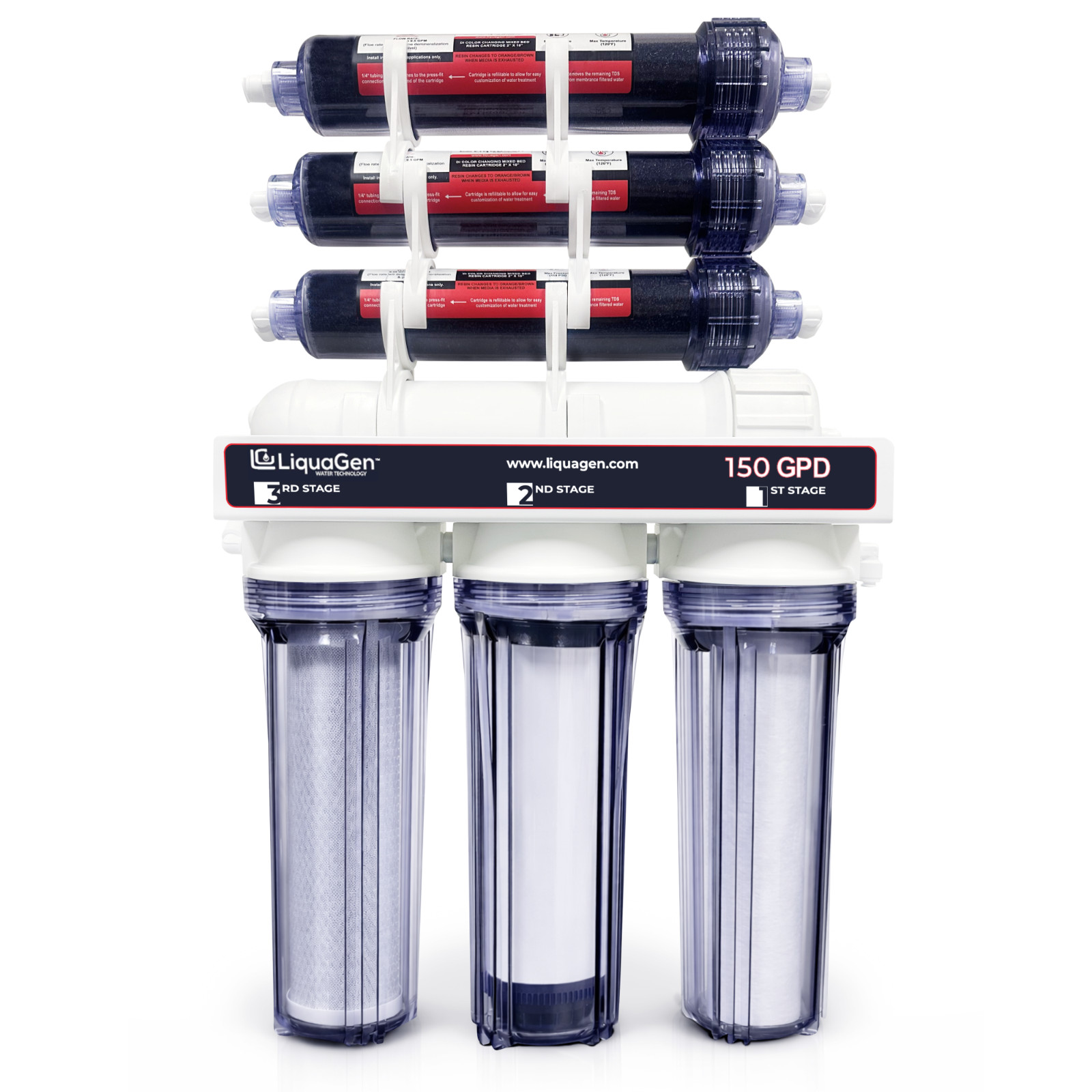 LiquaGen Maestro 7 Stage 150 GPD RO/DI Water Filter System DI Reverse Osmosis