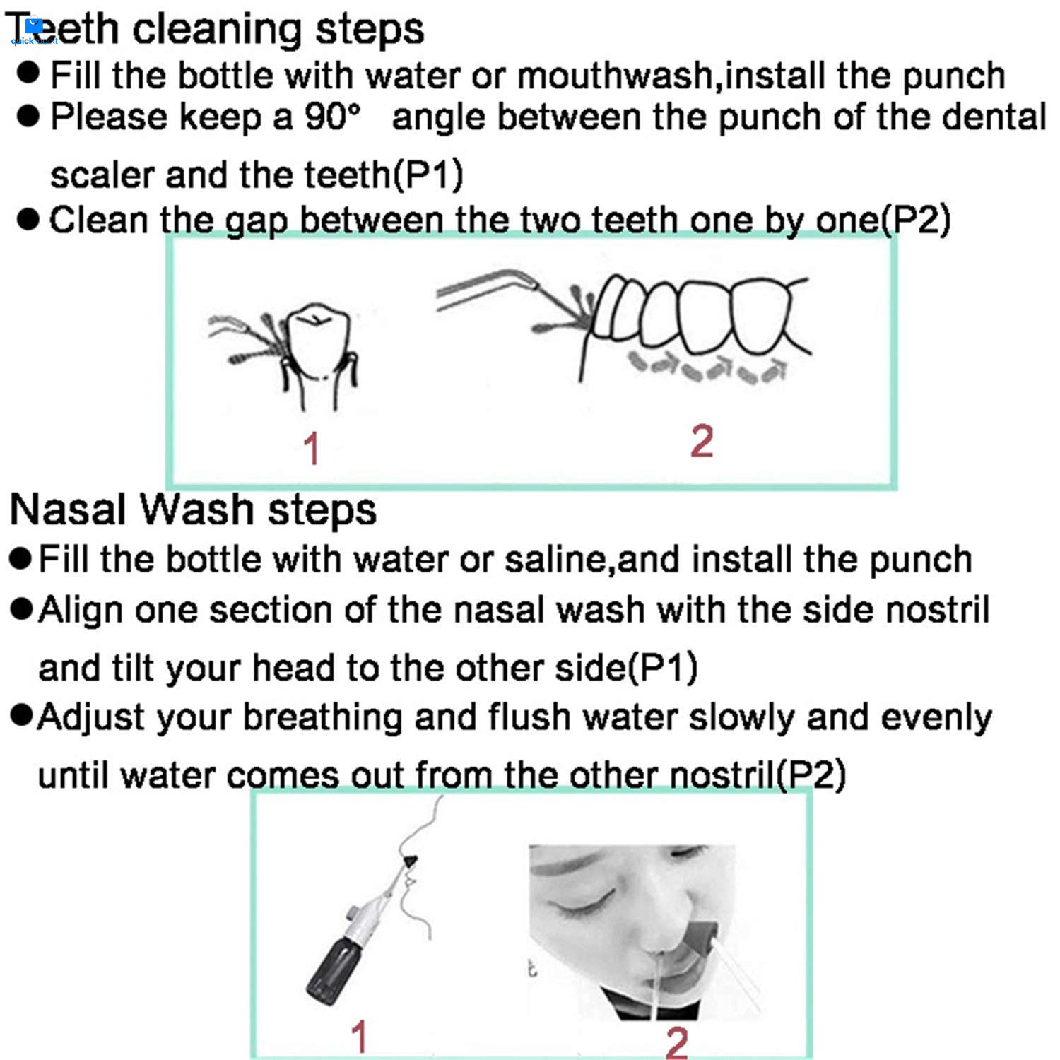 Portable Oral Irrigator Water 1 Count (Pack of 1), Nozzle and Tongue Scraper.