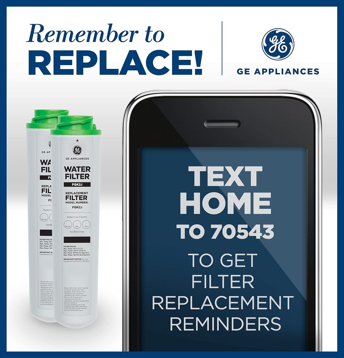 US NEW 2PK GE FQK2J Dual Flow Replacement Under Sink Water Filters (New Sealed)