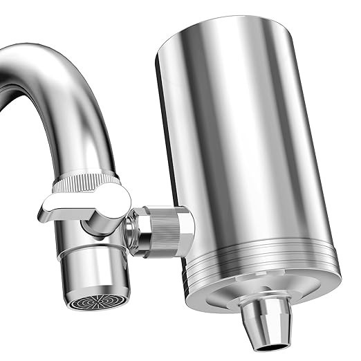Faucet Water Filter 1200 Gallons 2.2 GPM Carbon Fiber Reduces Chlorine Lead