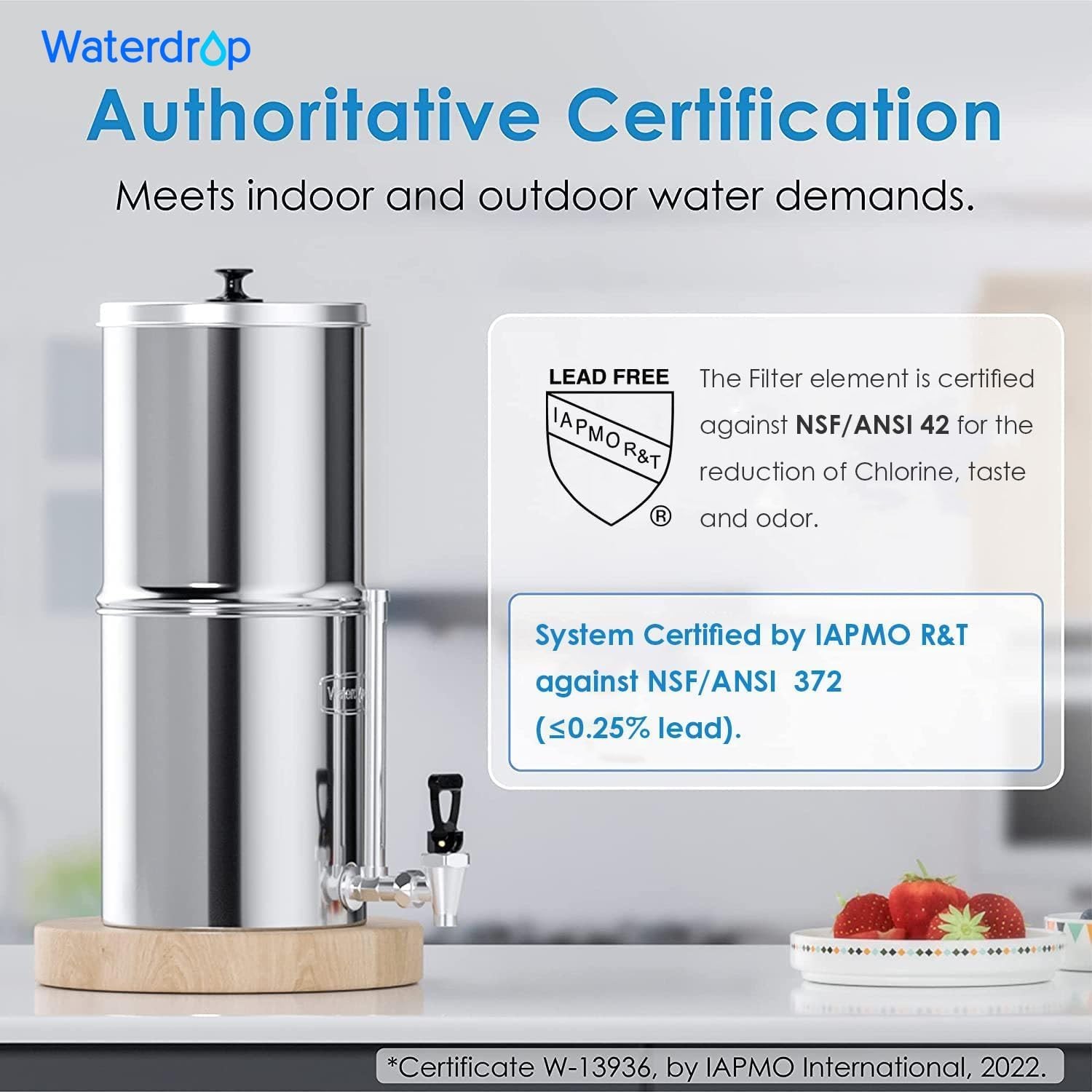 Waterdrop Gravity-fed Water Filter System,2.25-gallon Stainless-steel Filter