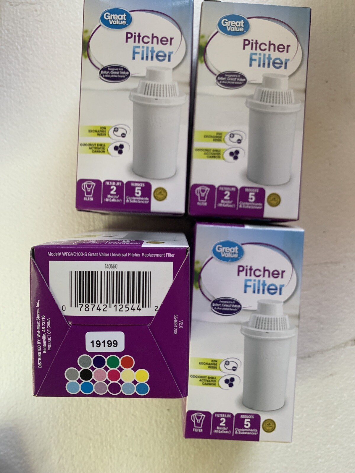 Lot Of 4 Great Value Water Filter Pitcher Cartridge Brand New